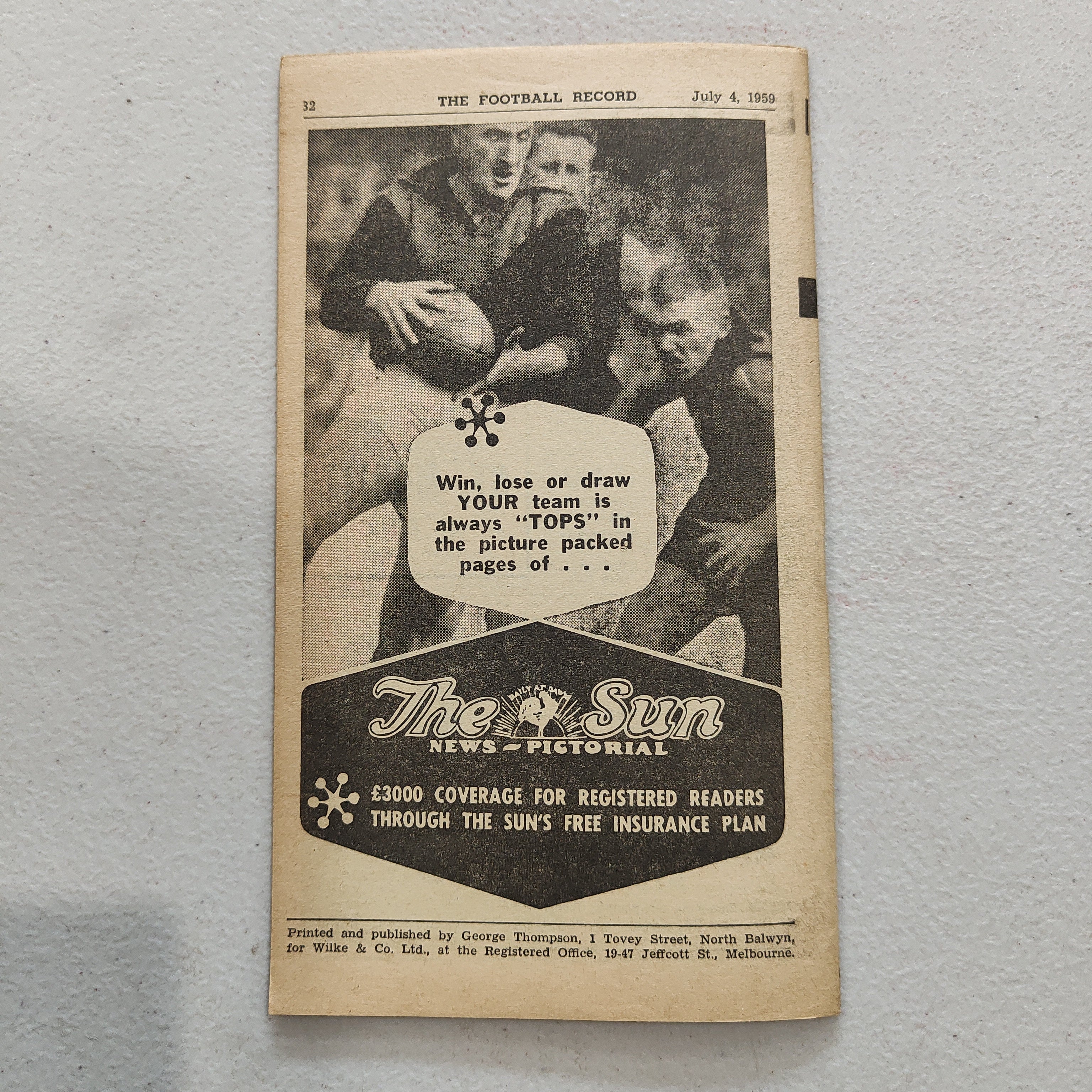 VFL 1959 July 4 Geelong v Footscray Football Record - Image 3