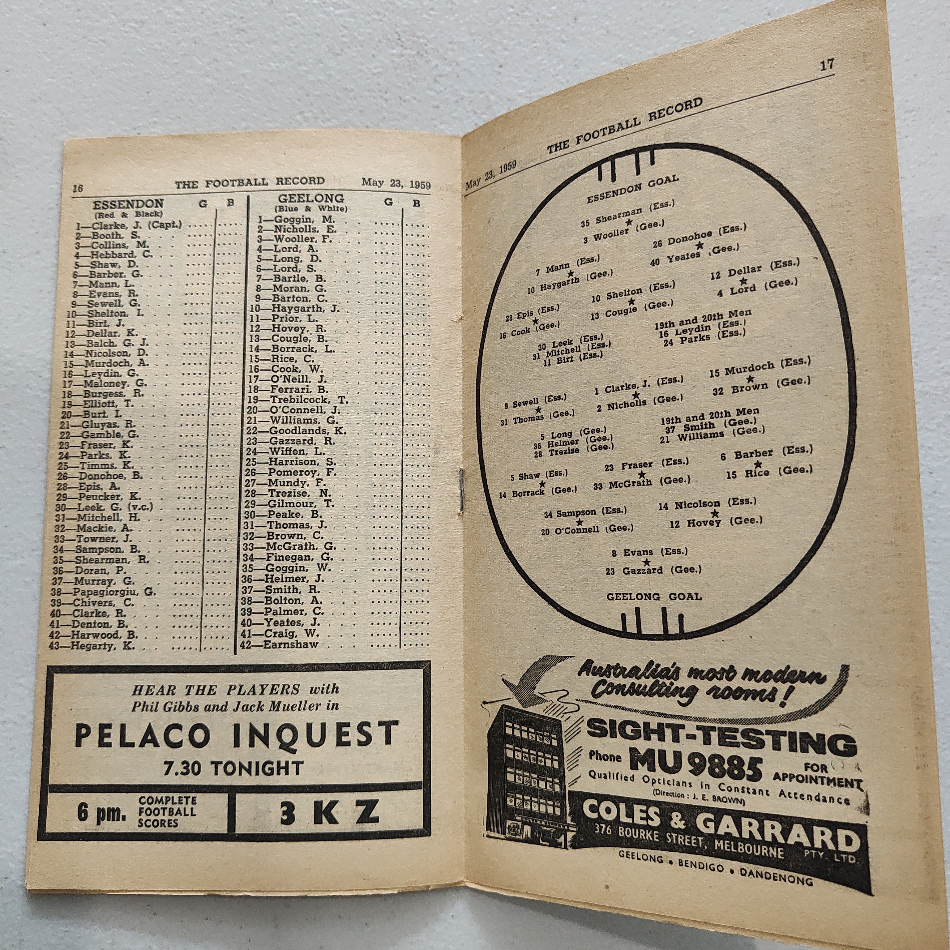 VFL 1959 May 23 Essendon v Geelong Football Record - Image 2