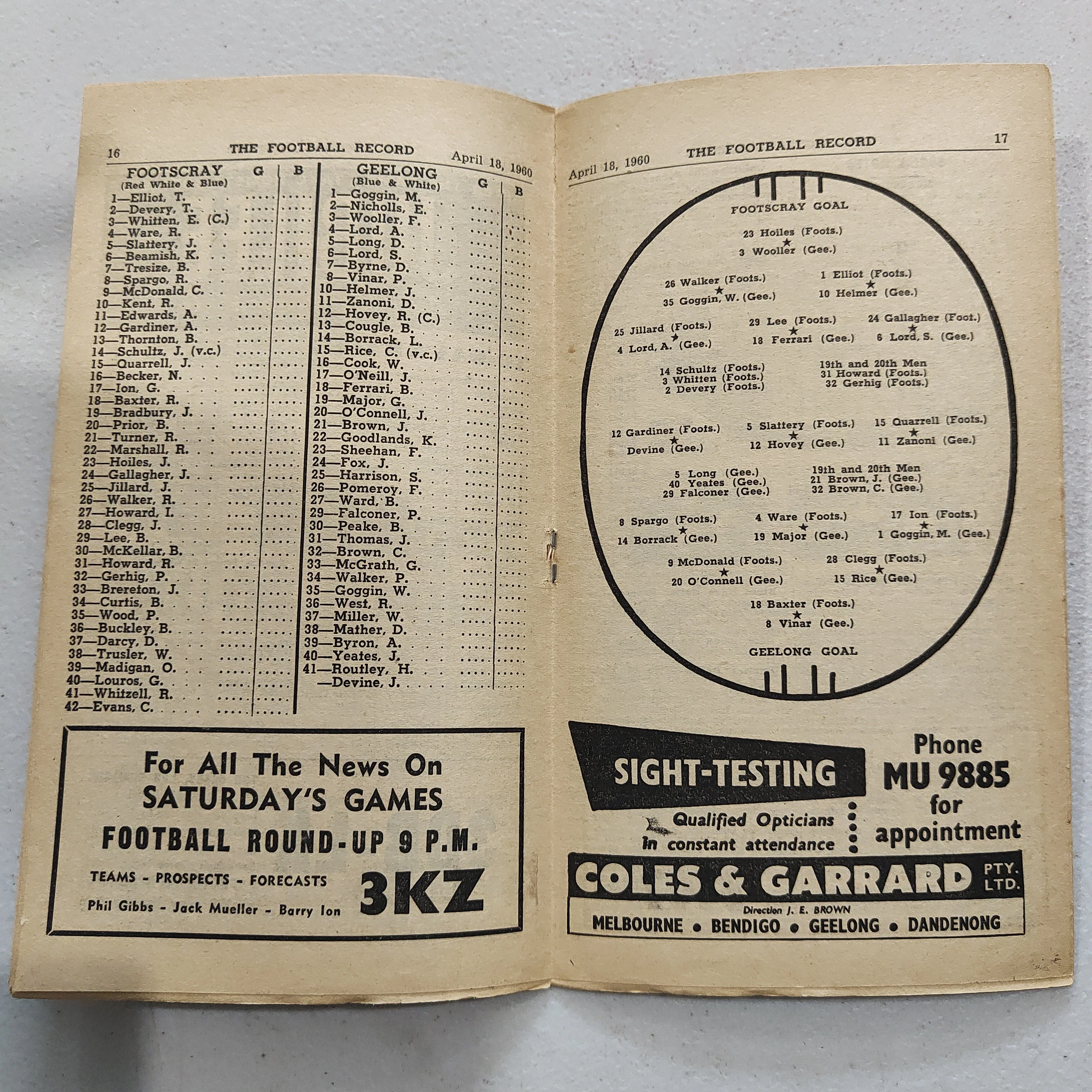 VFL 1960 April 18 Footscray v Geelong Football Record - Image 2