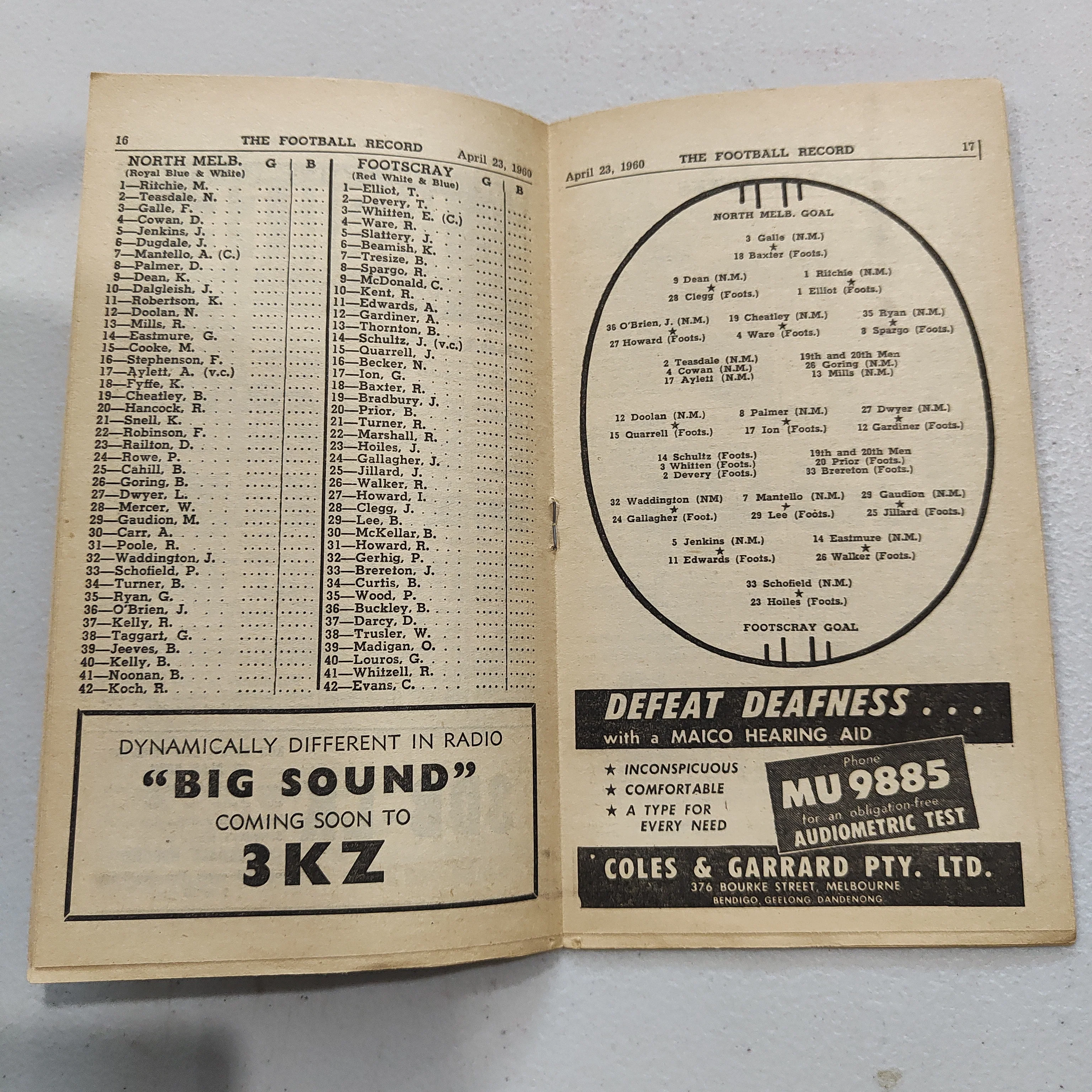 VFL 1960 April 23 North Melbourne v Footscray Football Record - Image 2