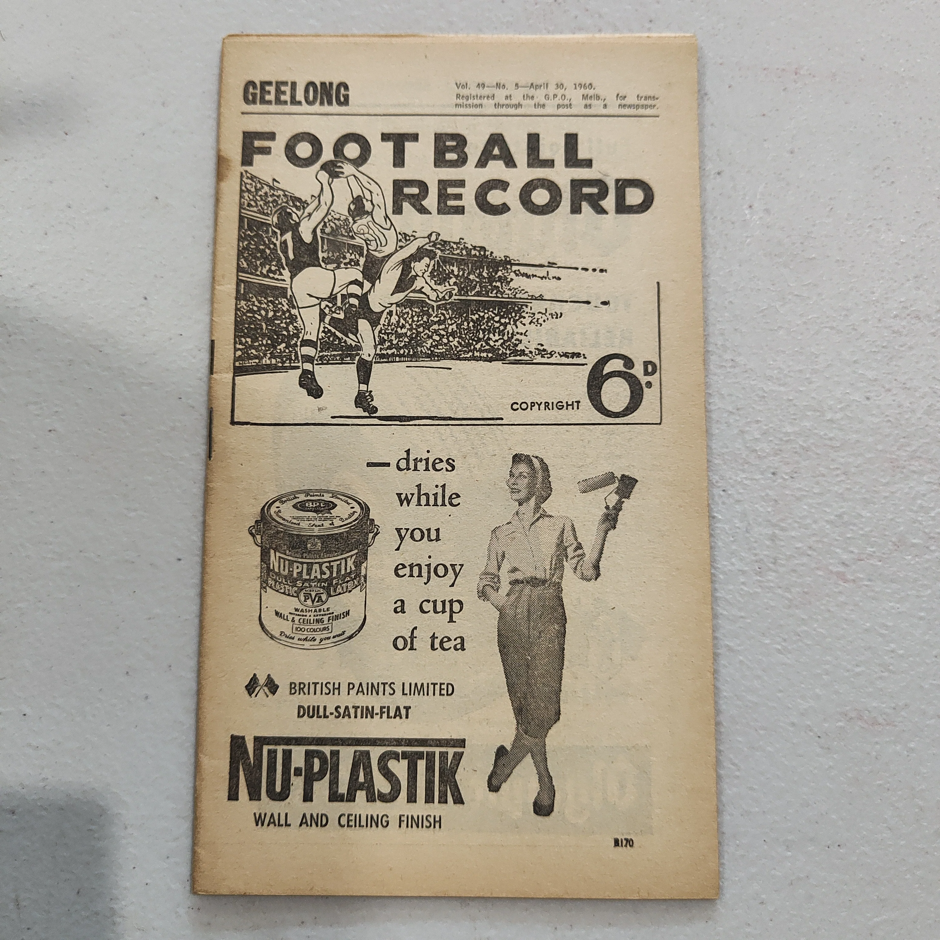 VFL 1960 April 30 Geelong v South Melbourne Football Record