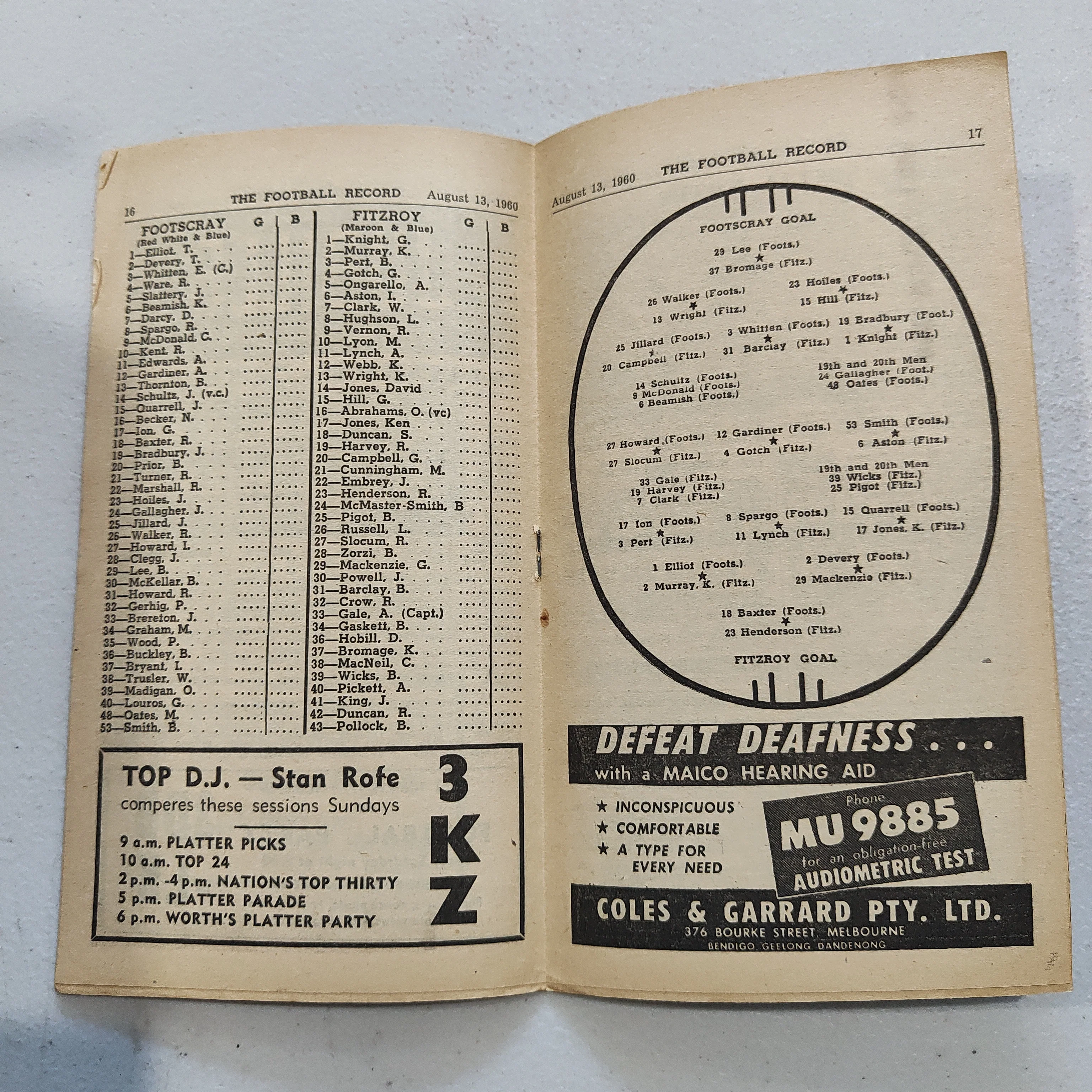 VFL 1960 August 13 Footscray v Fitzroy Football Record - Image 2