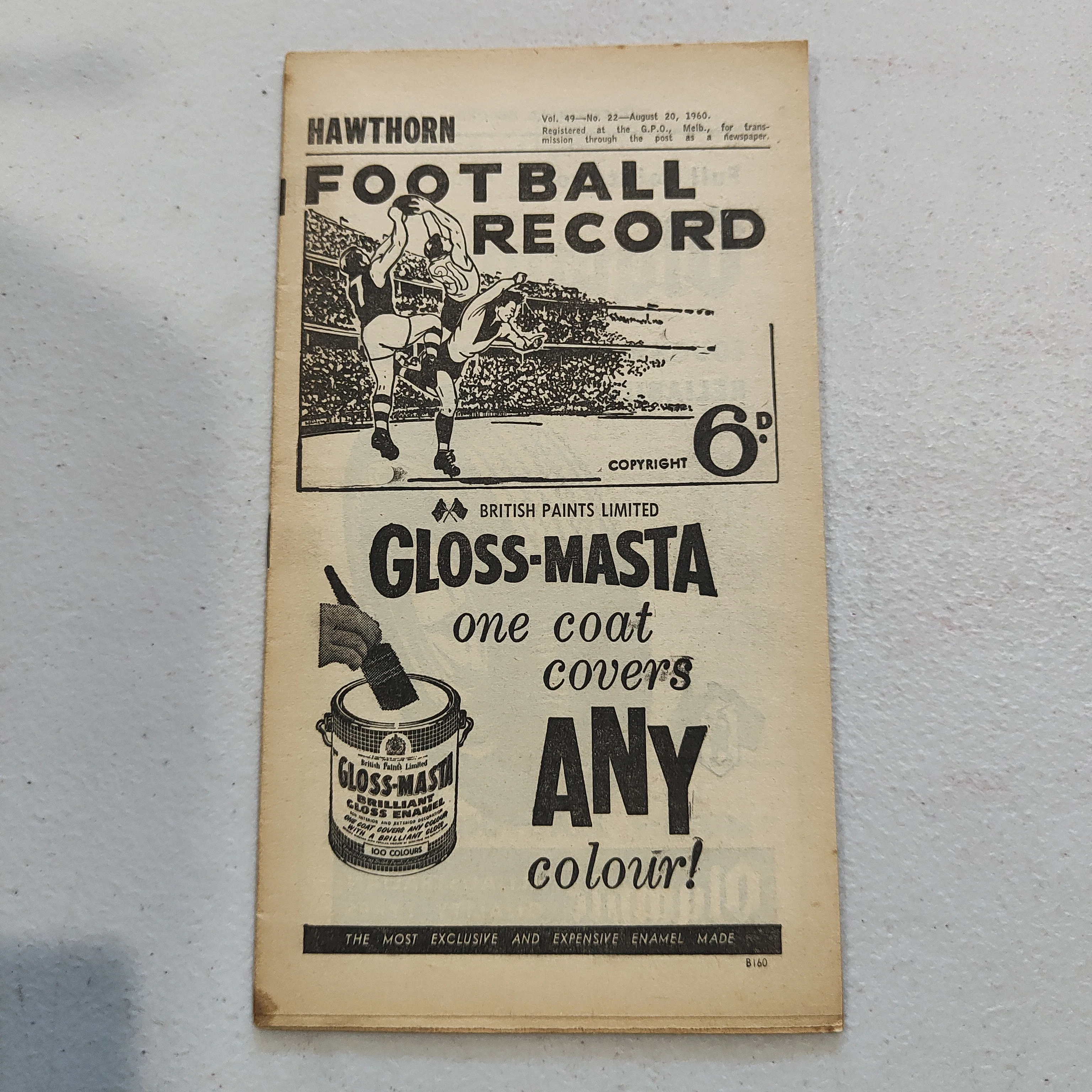 VFL 1960 August 20 Hawthorn v North Melbourne Football Record