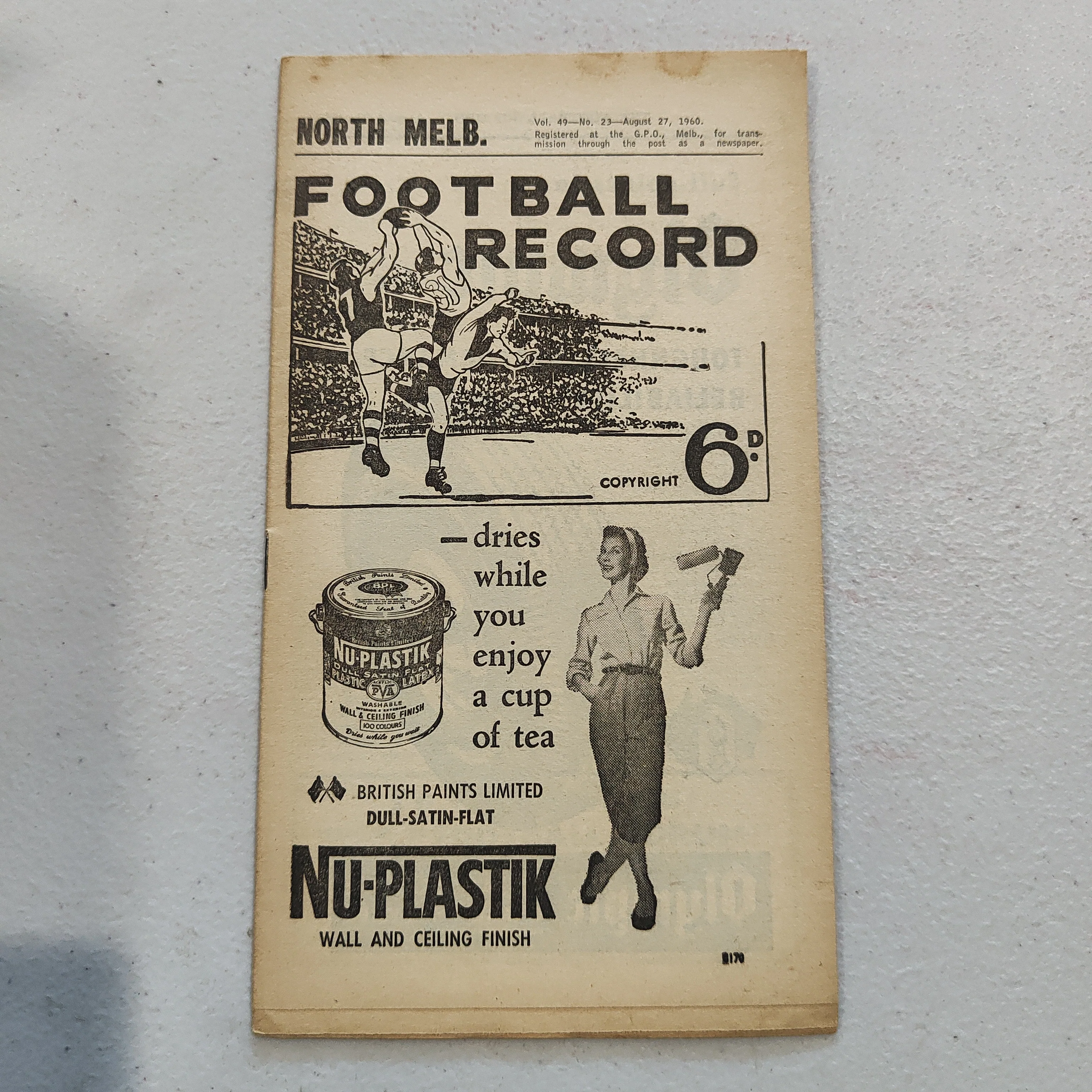 VFL 1960 August 27 North Melbourne v Collingwood Football Record