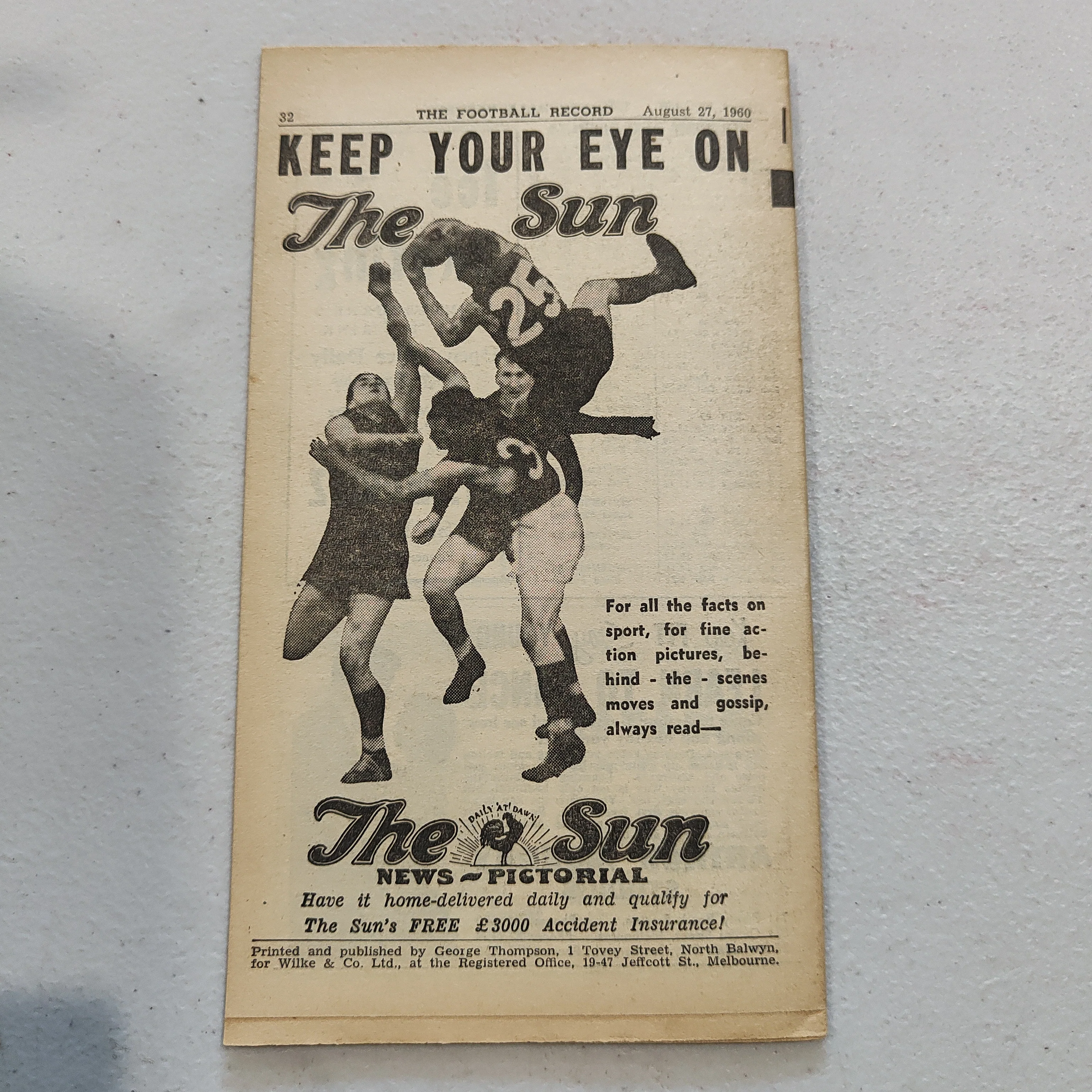 VFL 1960 August 27 North Melbourne v Collingwood Football Record - Image 3