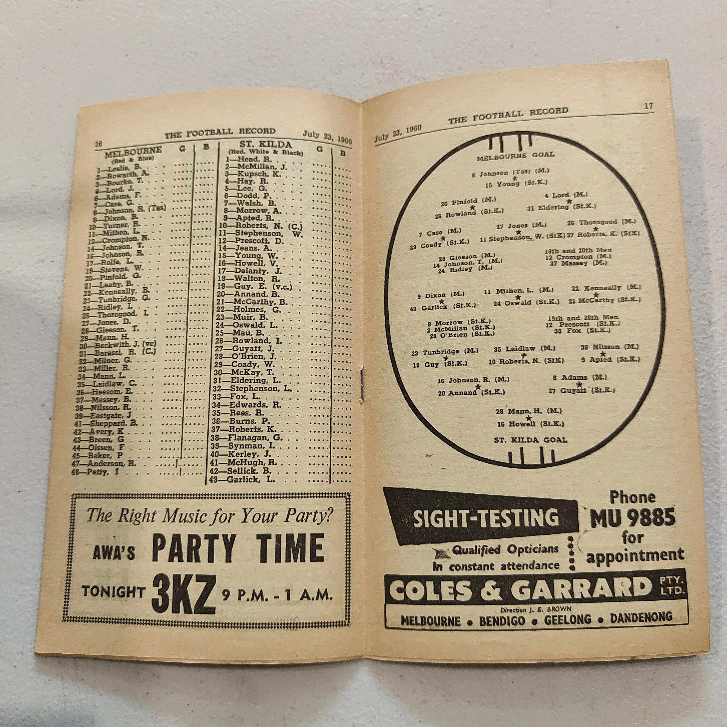 VFL 1960 July 23 Melbourne v St Kilda Football Record - Image 2