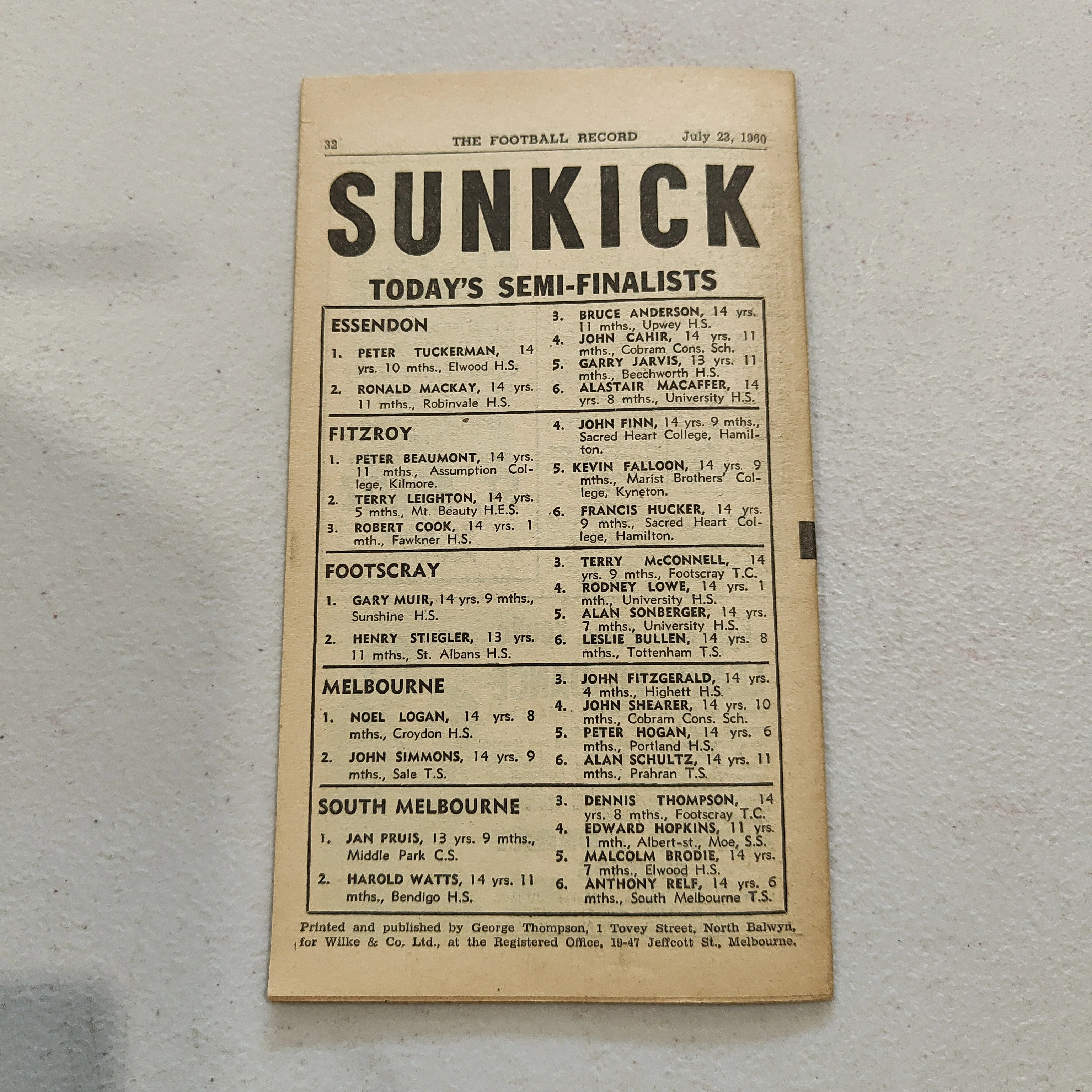 VFL 1960 July 23 Melbourne v St Kilda Football Record - Image 3