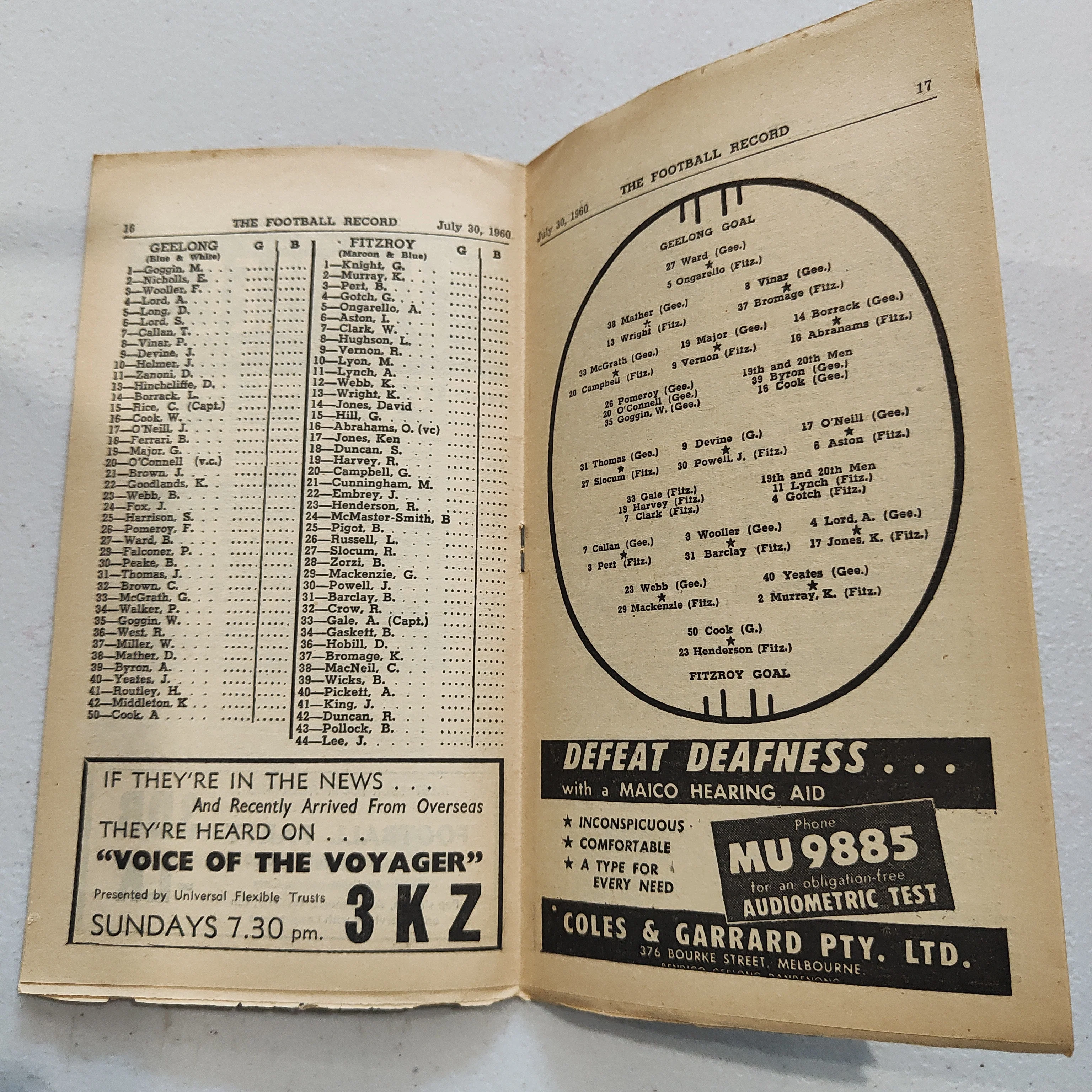 VFL 1960 July 30 Geelong v Fitzroy Football Record - Image 2