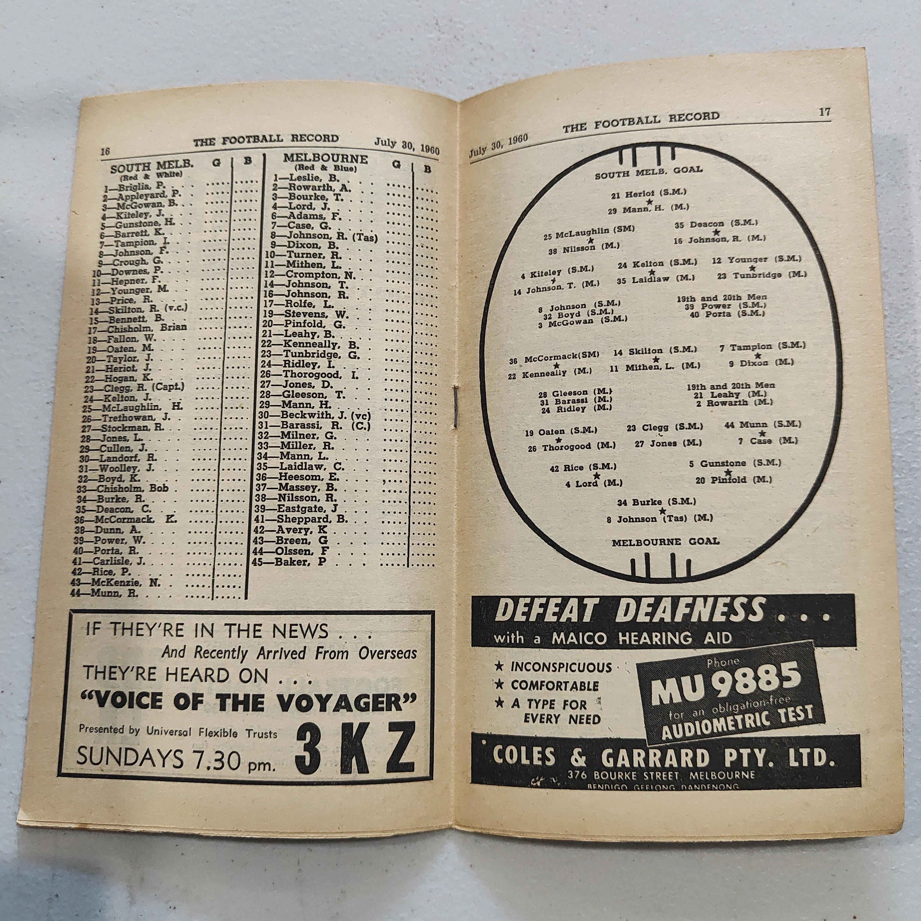 VFL 1960 July 30 South Melbourne v Melbourne Football Record - Image 2