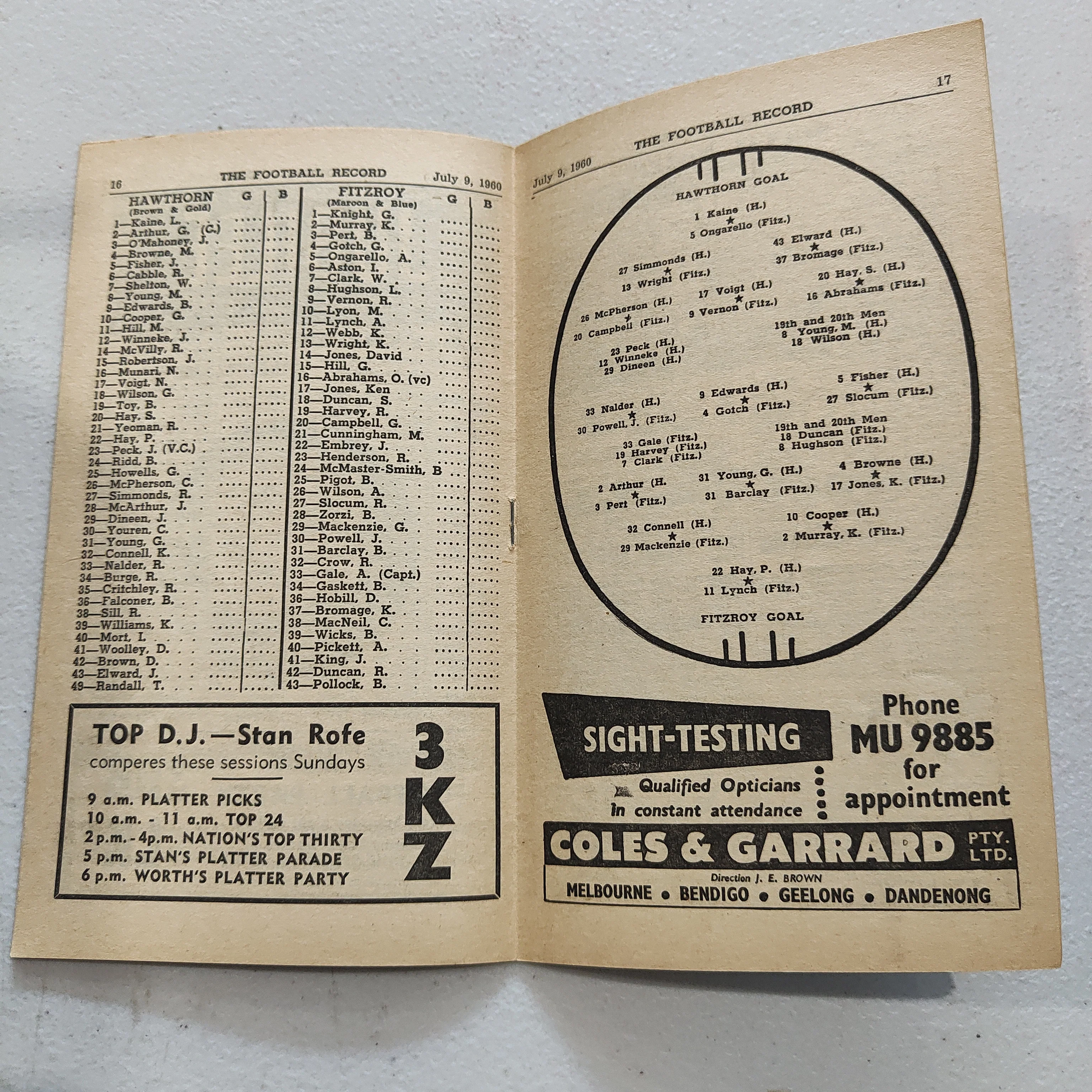 VFL 1960 July 9 Hawthorn v Fitzroy Football Record - Image 2