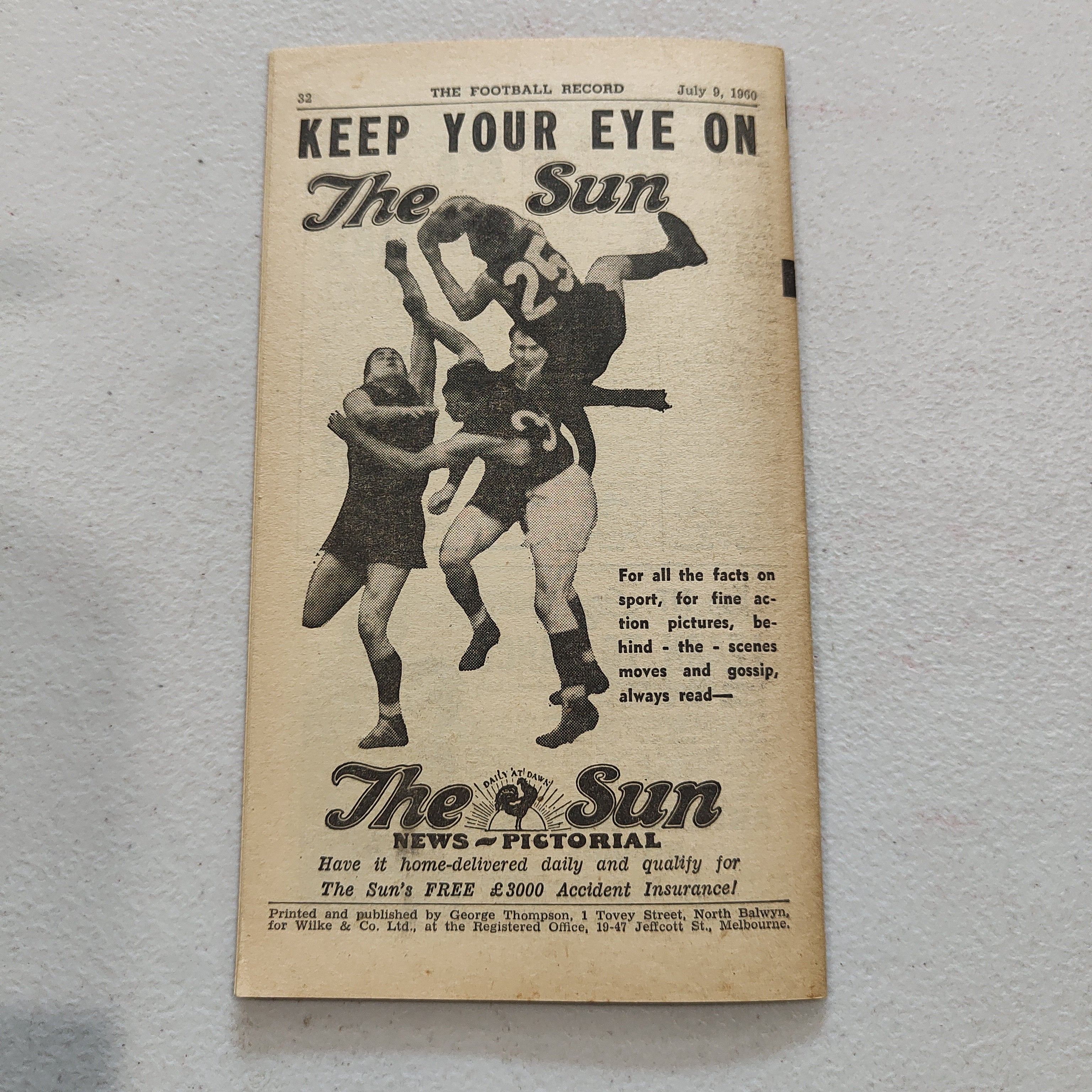 VFL 1960 July 9 Hawthorn v Fitzroy Football Record - Image 3
