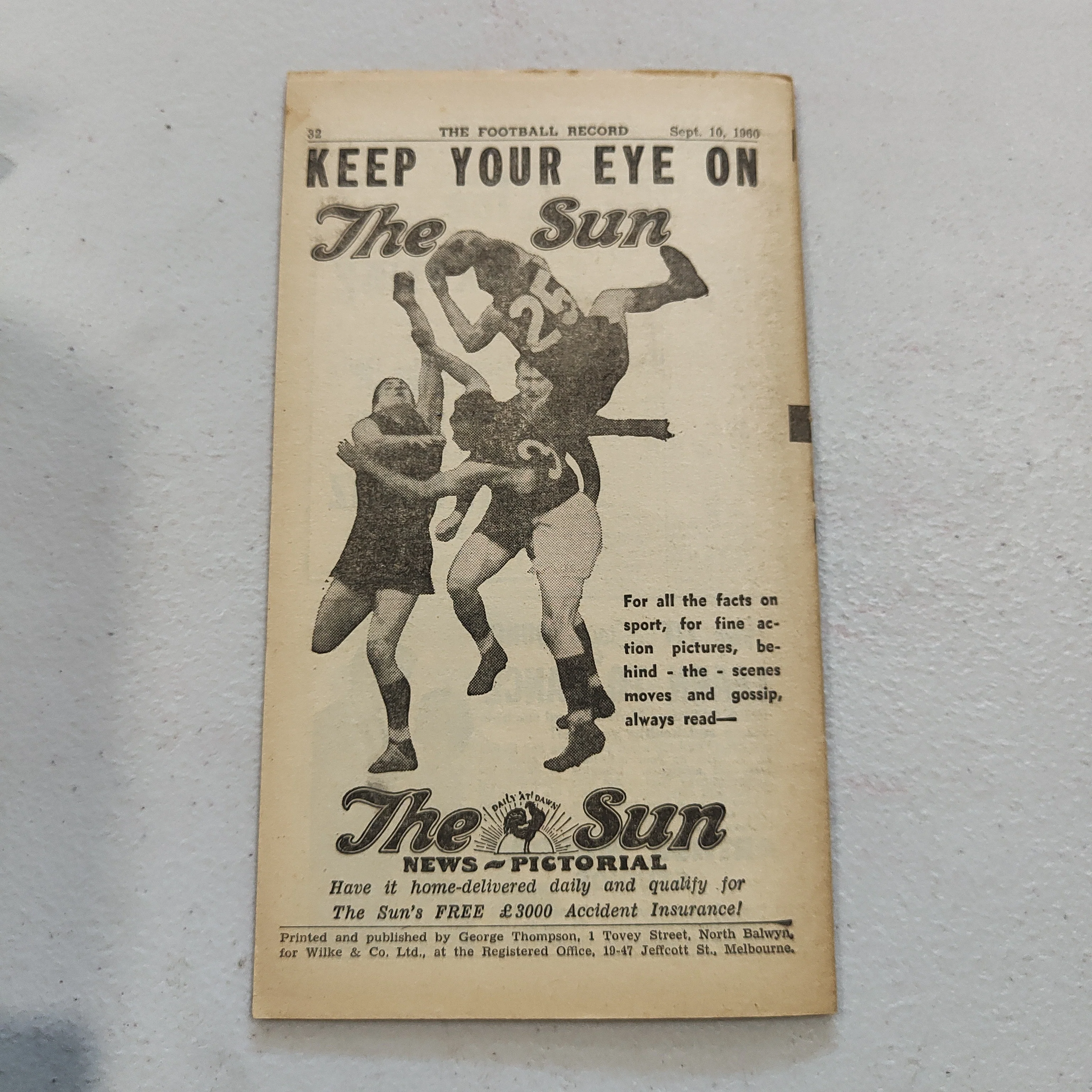 VFL 1960 September 10 2nd Semi Final Melbourne v Fitzroy Football Record - Image 3