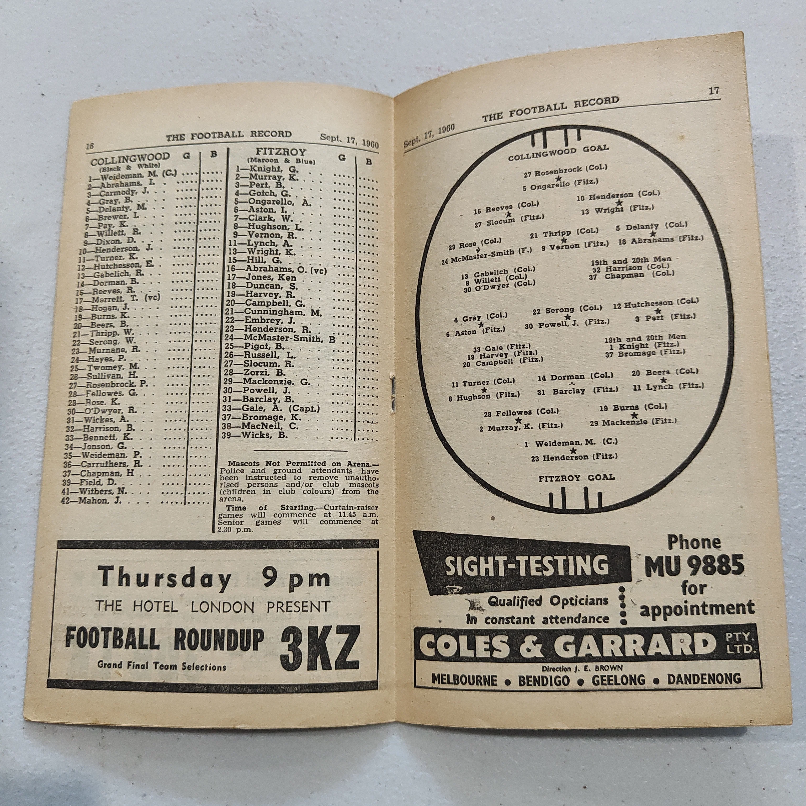 VFL 1960 September 17 Final Collingwood v Fitzroy Football Record - Image 2