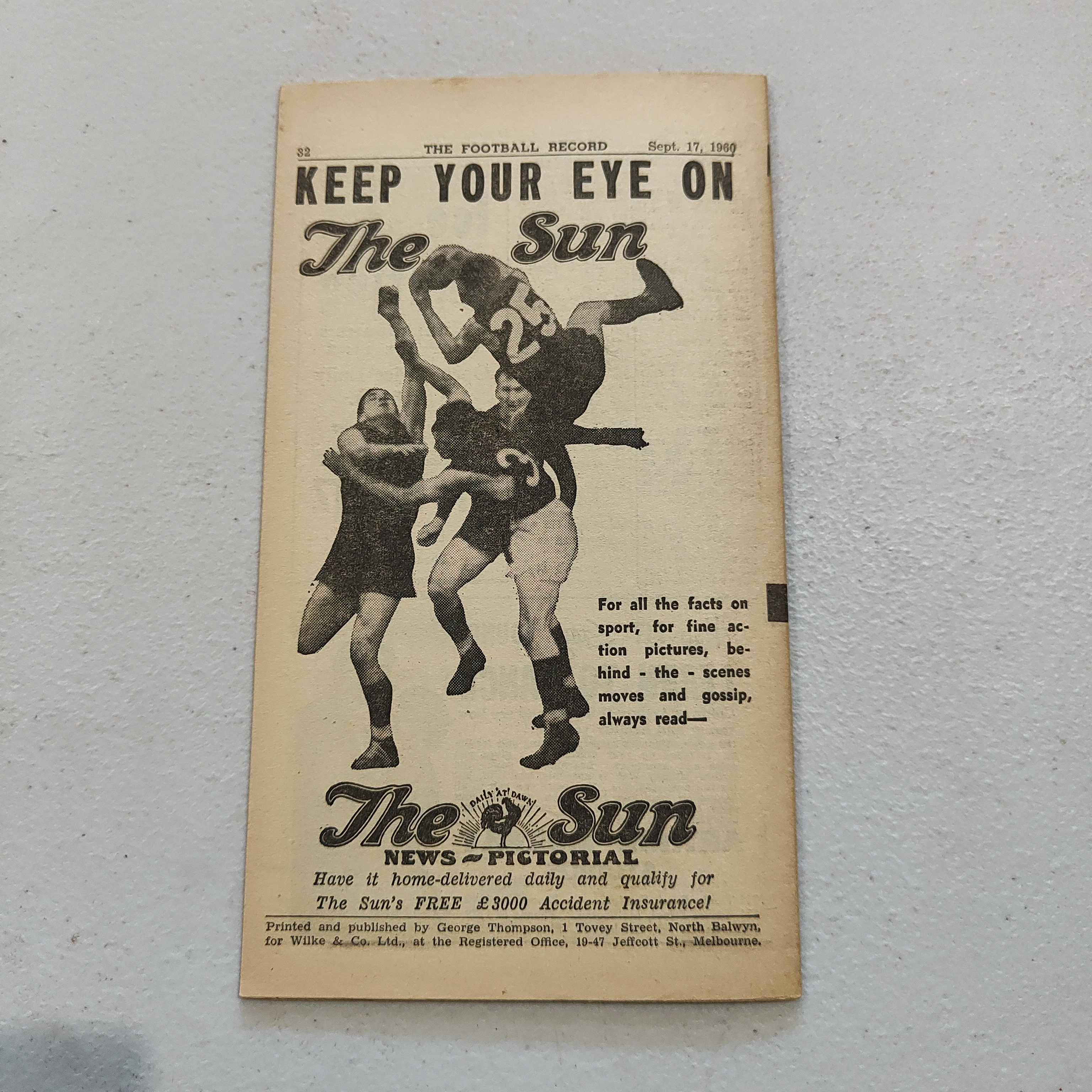 VFL 1960 September 17 Final Collingwood v Fitzroy Football Record - Image 3