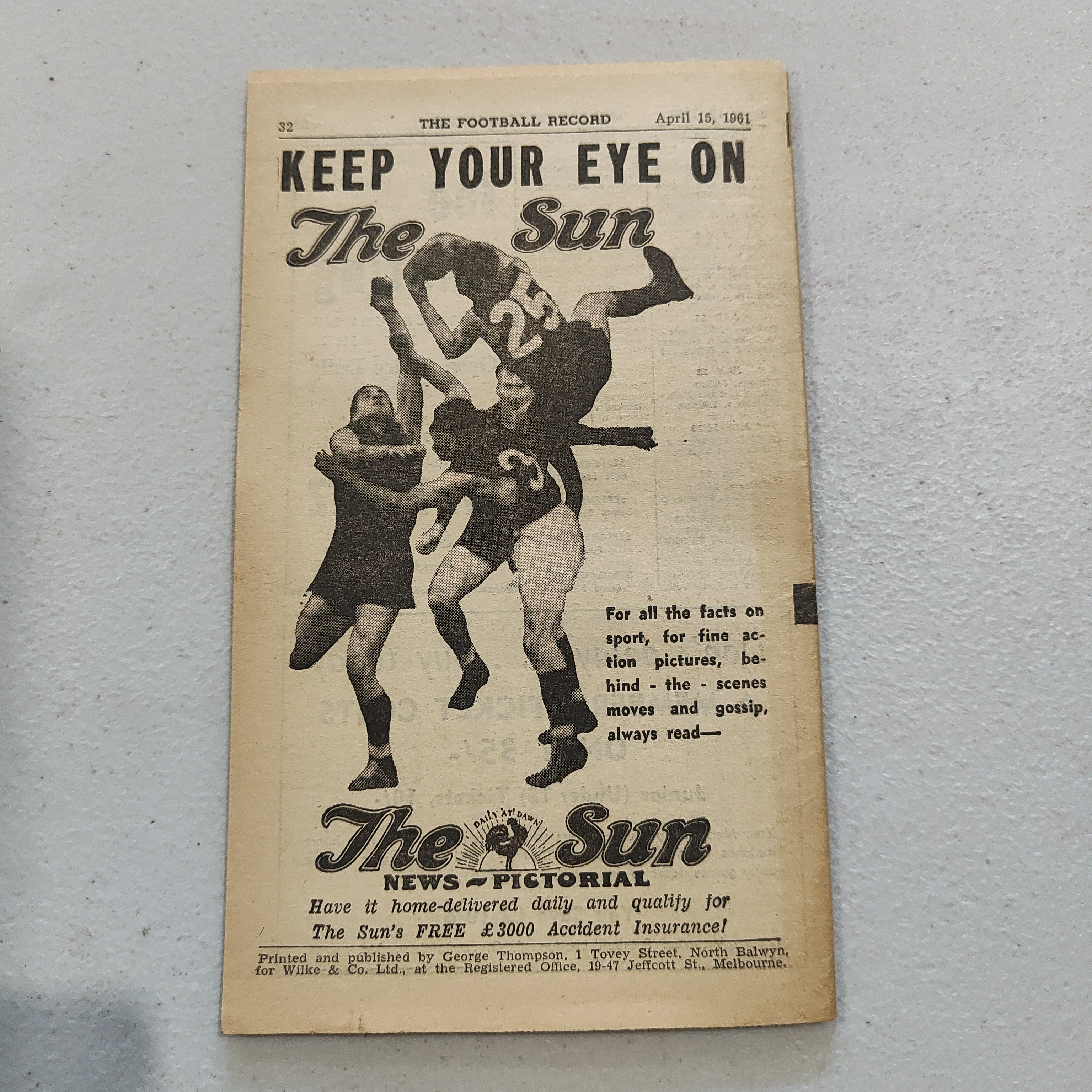 VFL 1961 April 15 Fitzroy v Melbourne Football Record - Image 3