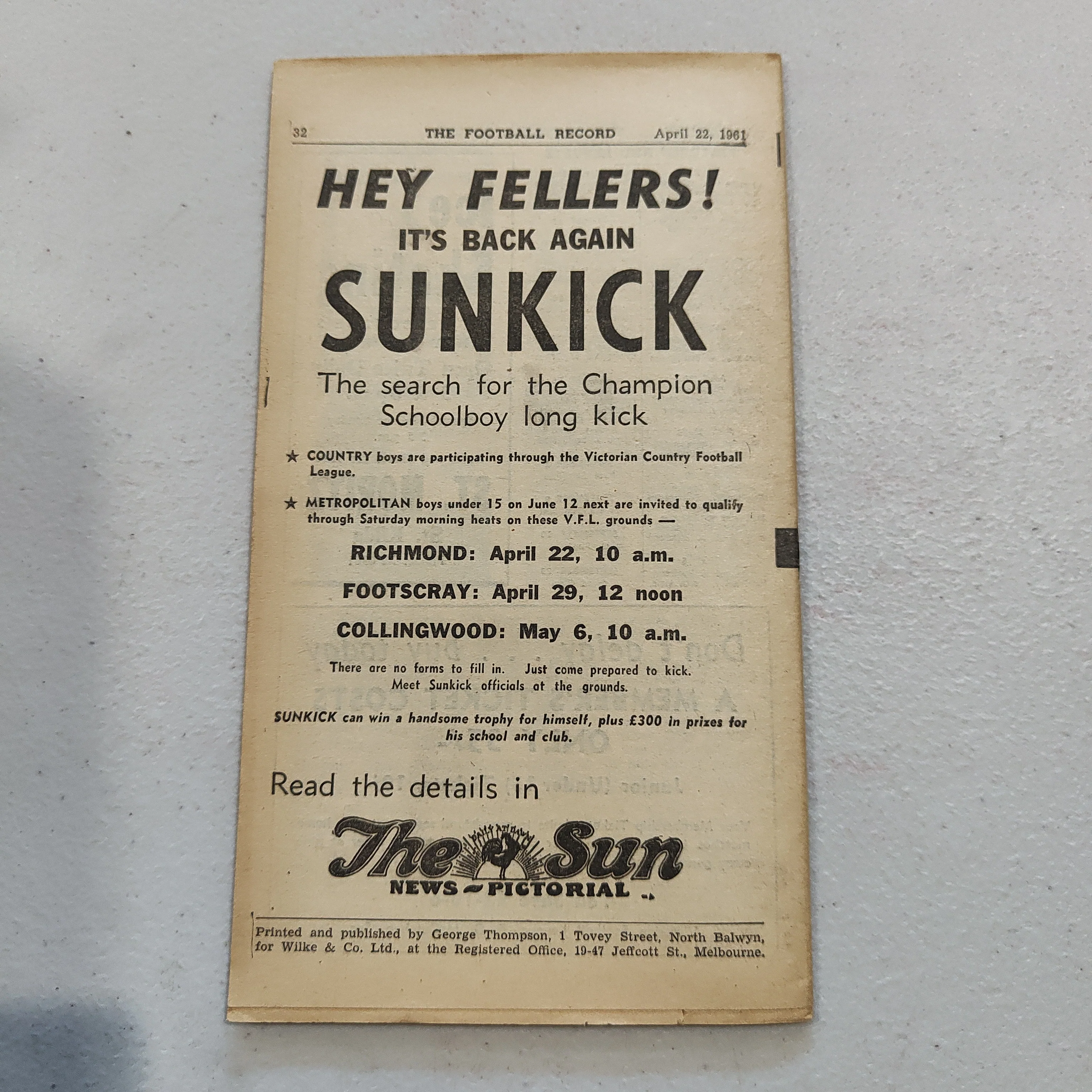 VFL 1961 April 22 Essendon v St Kilda Football Record - Image 3