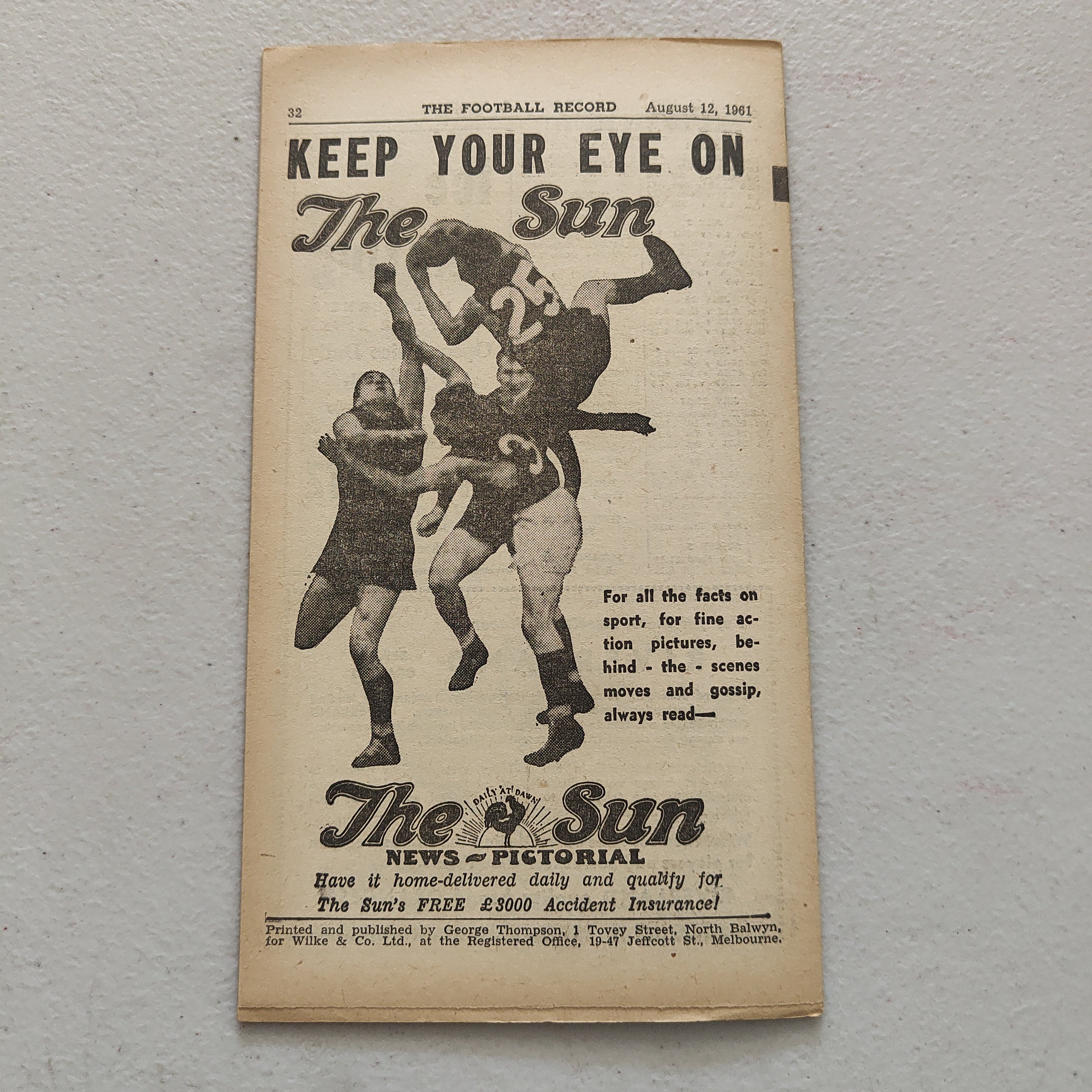 VFL 1961 August 12 Carlton v North Melbourne Football Record - Image 3