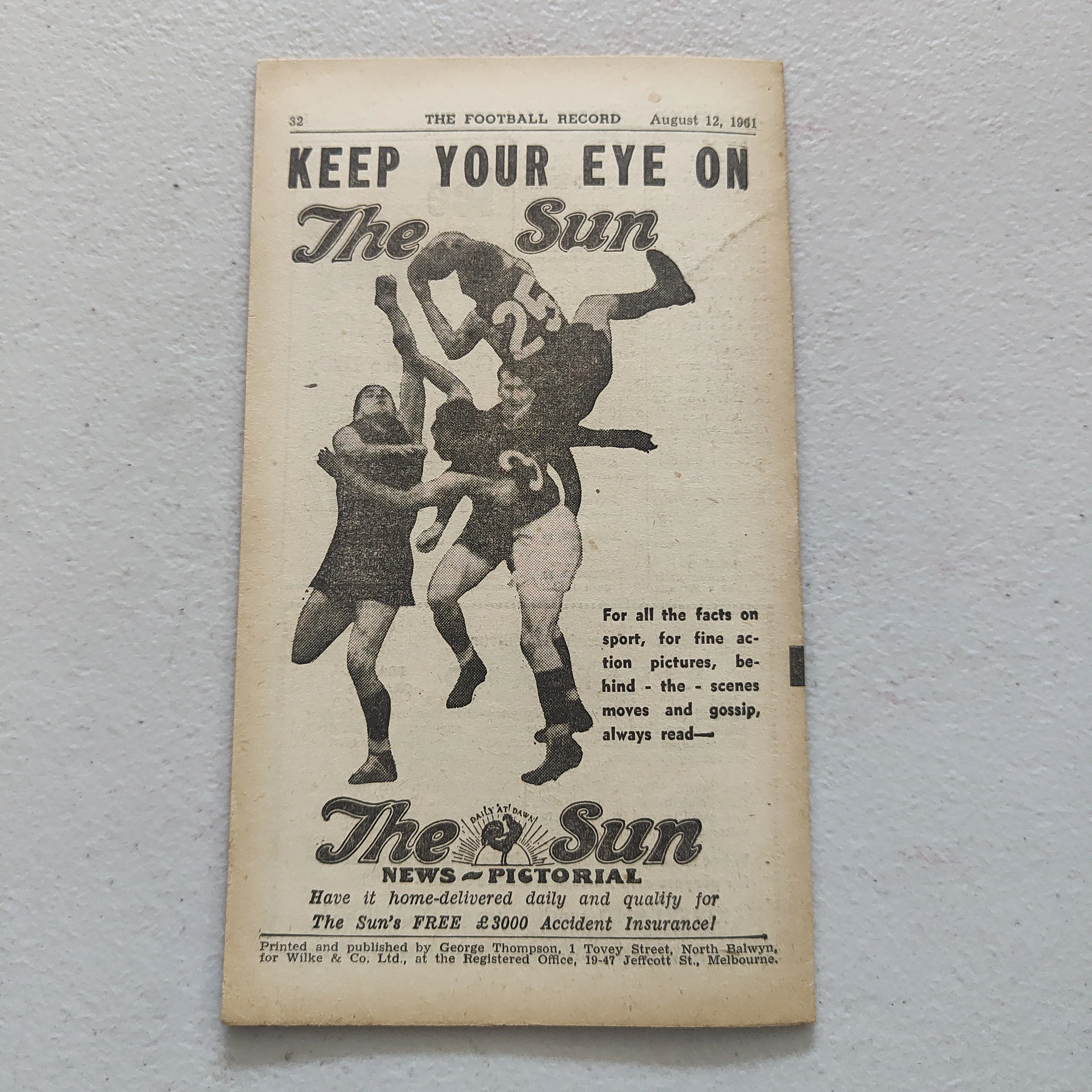 VFL 1961 August 12 Melbourne v Geelong Football Record - Image 3