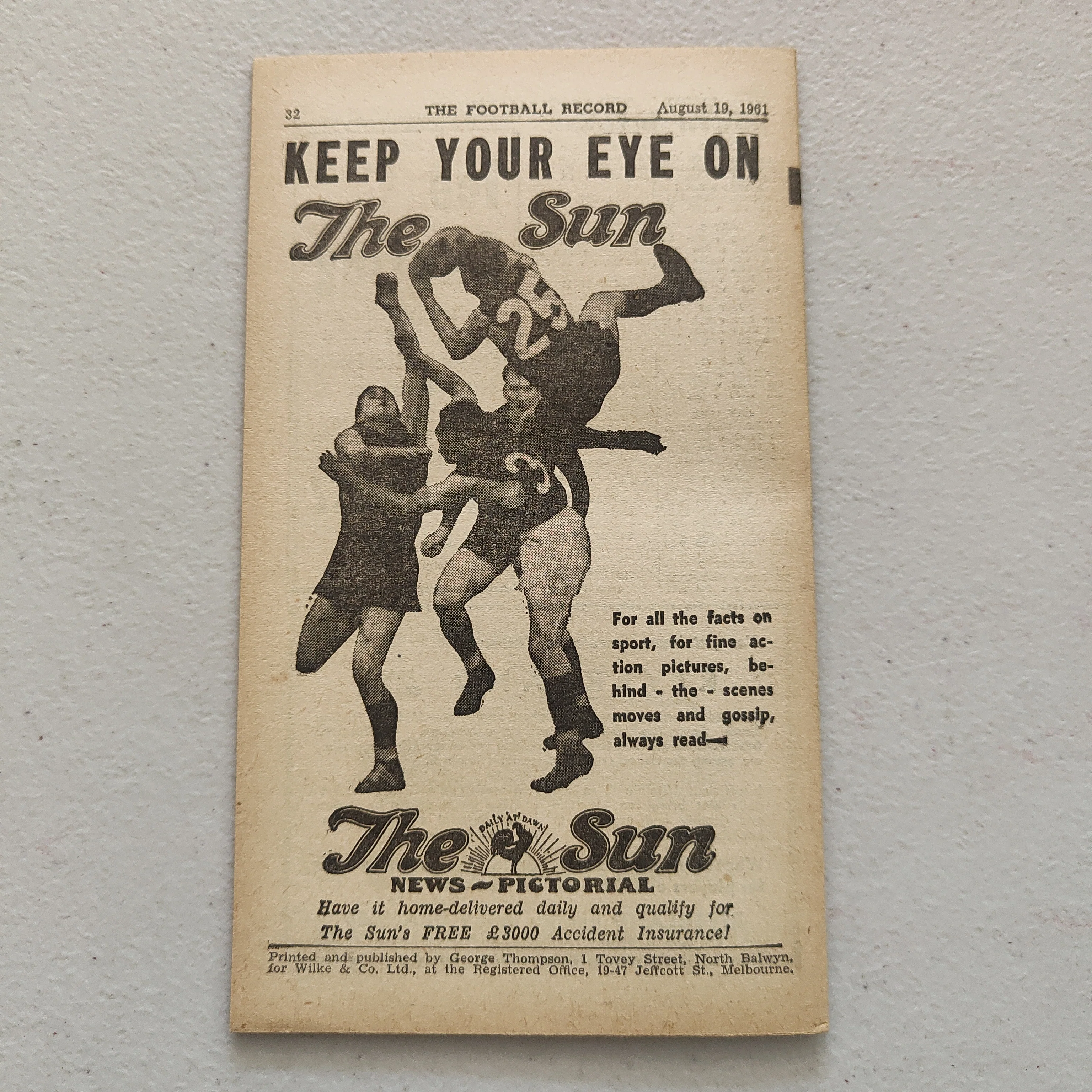 VFL 1961 August 19 North Melbourne v Fitzroy Football Record - Image 3