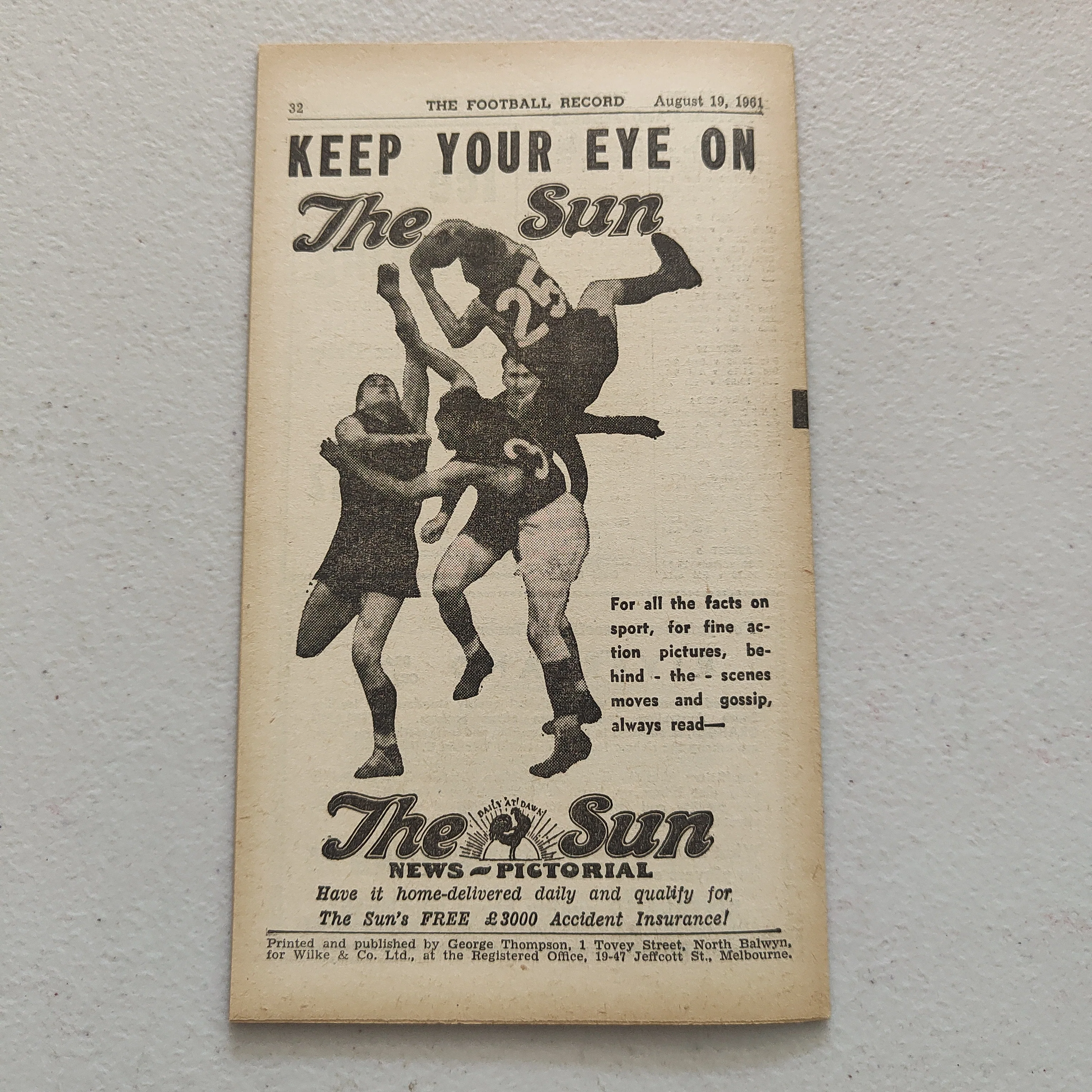 VFL 1961 August 19 South Melbourne v Essendon Football Record - Image 3