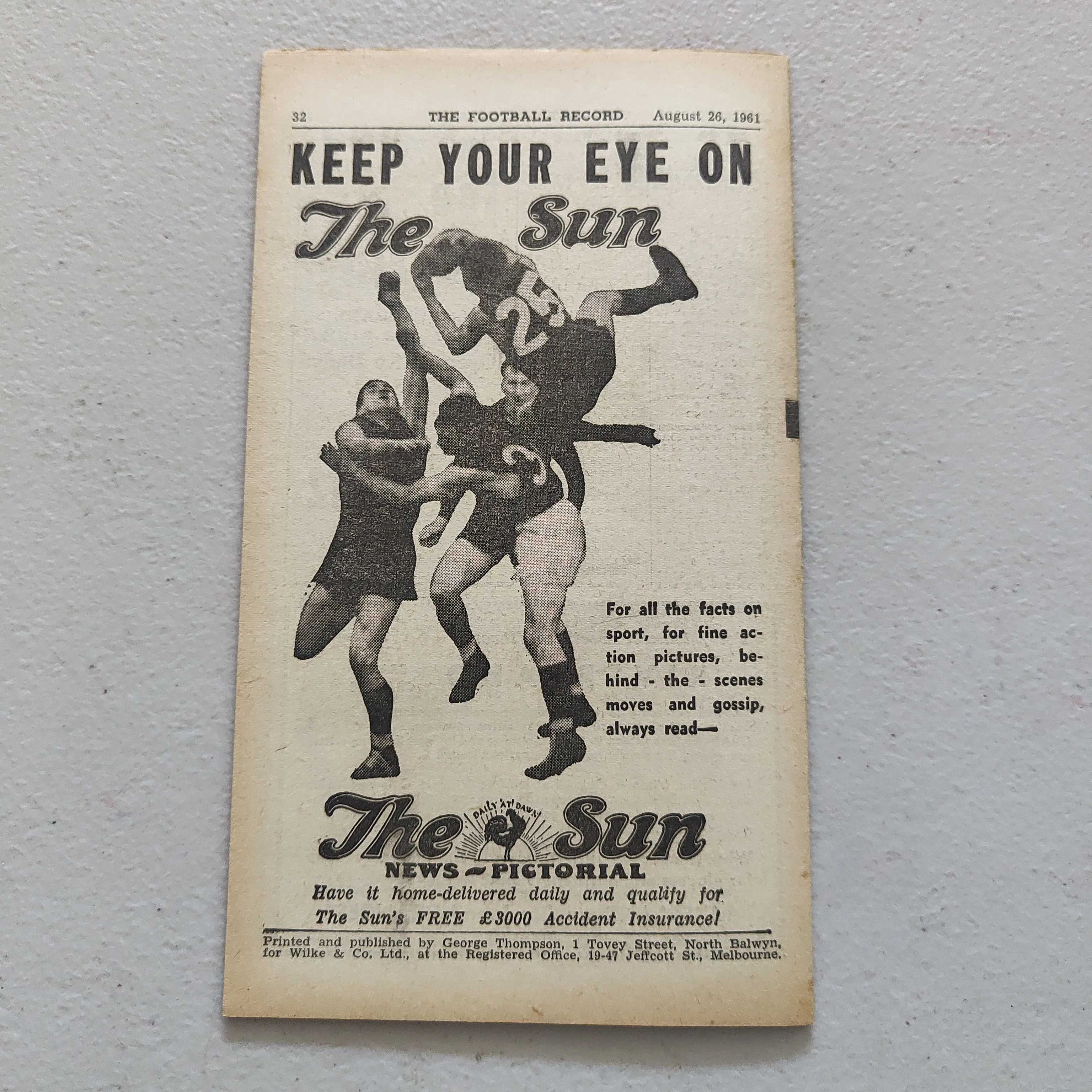 VFL 1961 August 26 Footscray v Geelong Football Record - Image 3