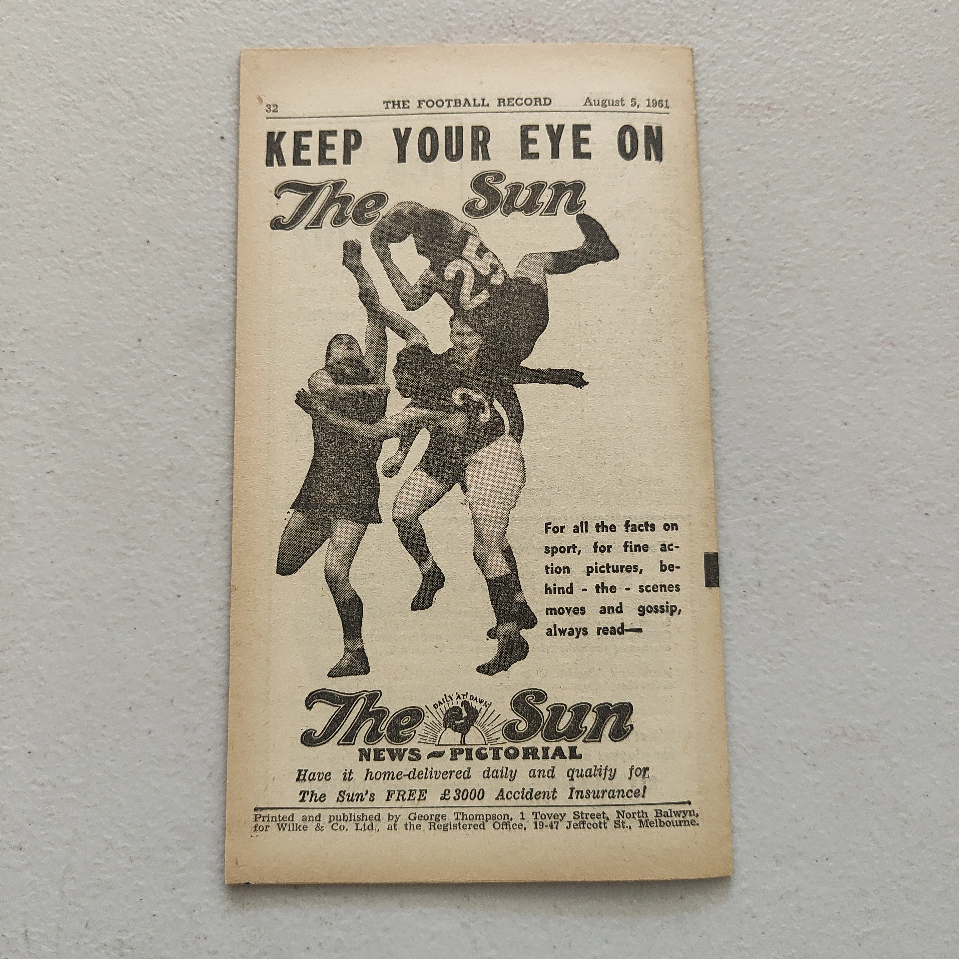 VFL 1961 August 5 Essendon v Geelong Football Record - Image 3