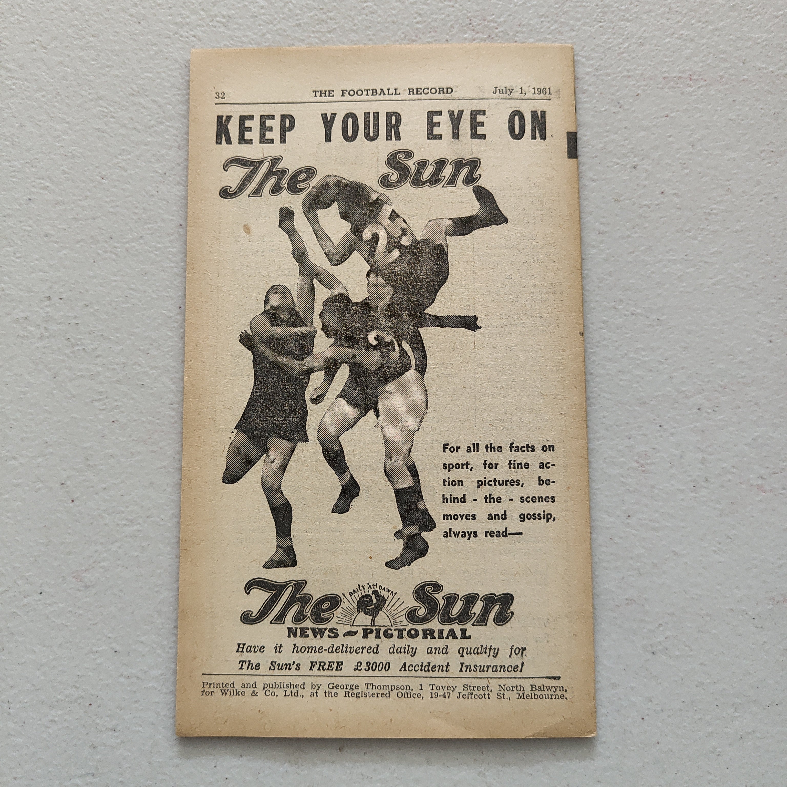 VFL 1961 July 1 Melbourne v Richmond Football Record - Image 3