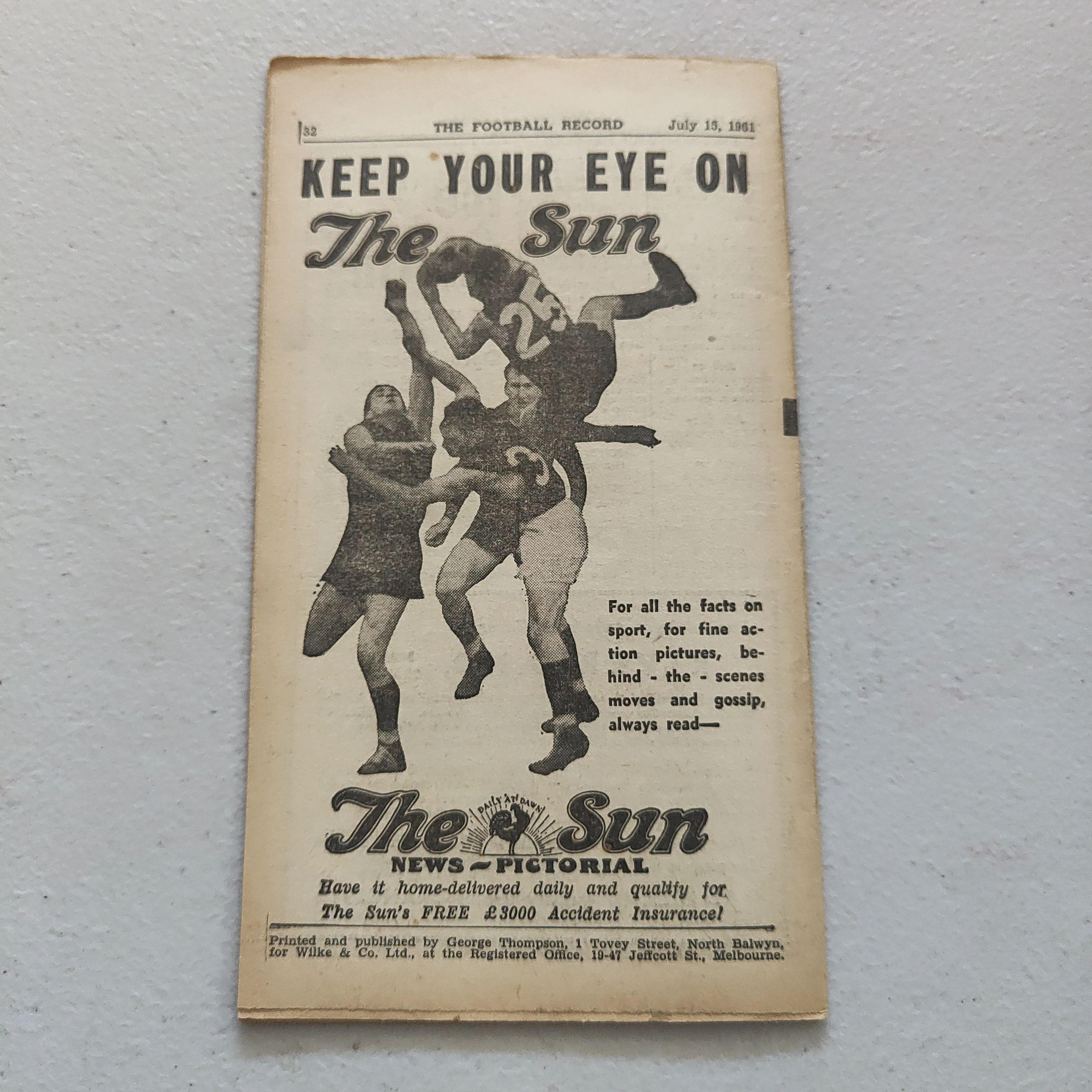 VFL 1961 July 15 Hawthorn v Melbourne Football Record - Image 3