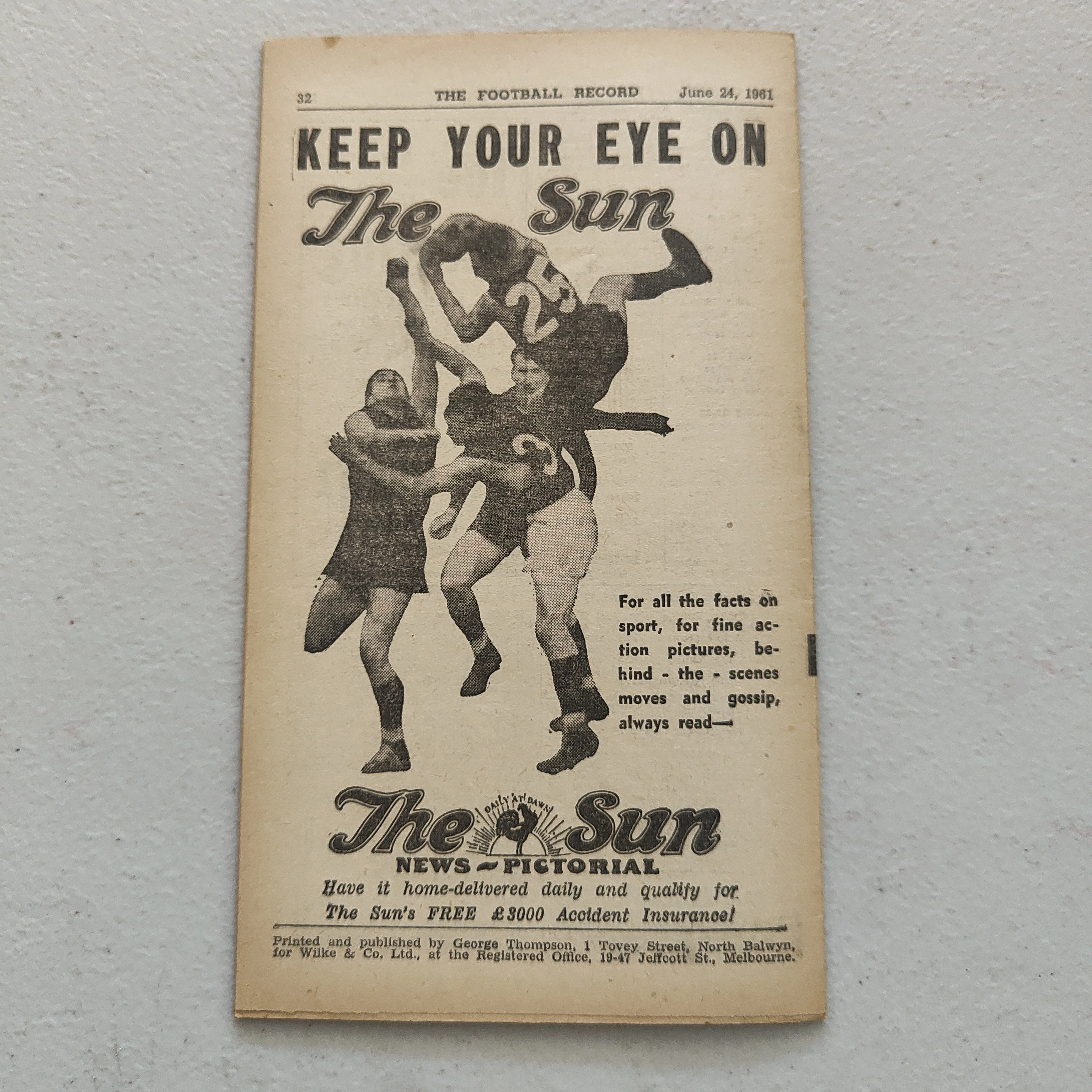 VFL 1961 June 24 North Melbourne v Melbourne Football Record - Image 3
