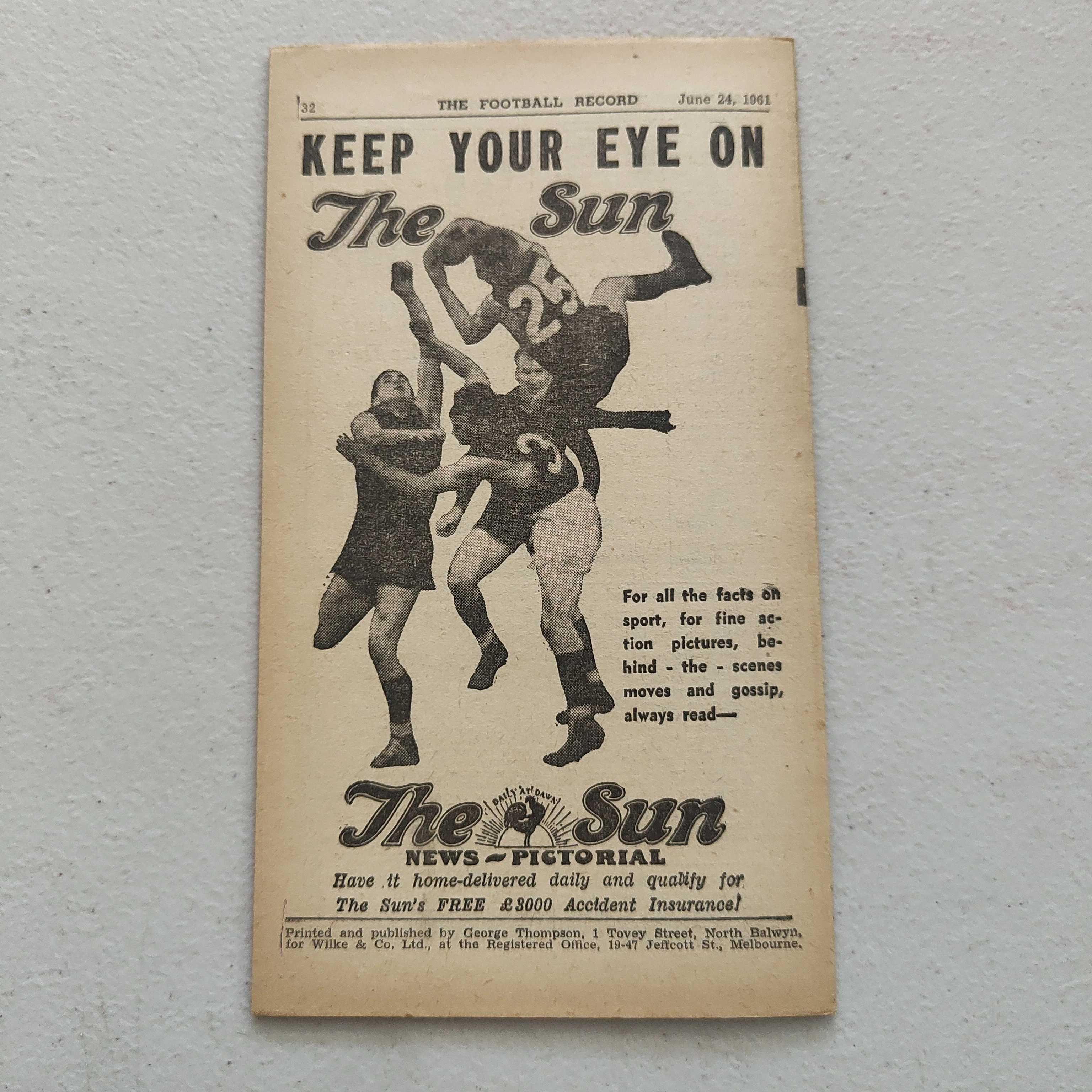 VFL 1961 June 24 Richmond v Essendon Football Record - Image 3