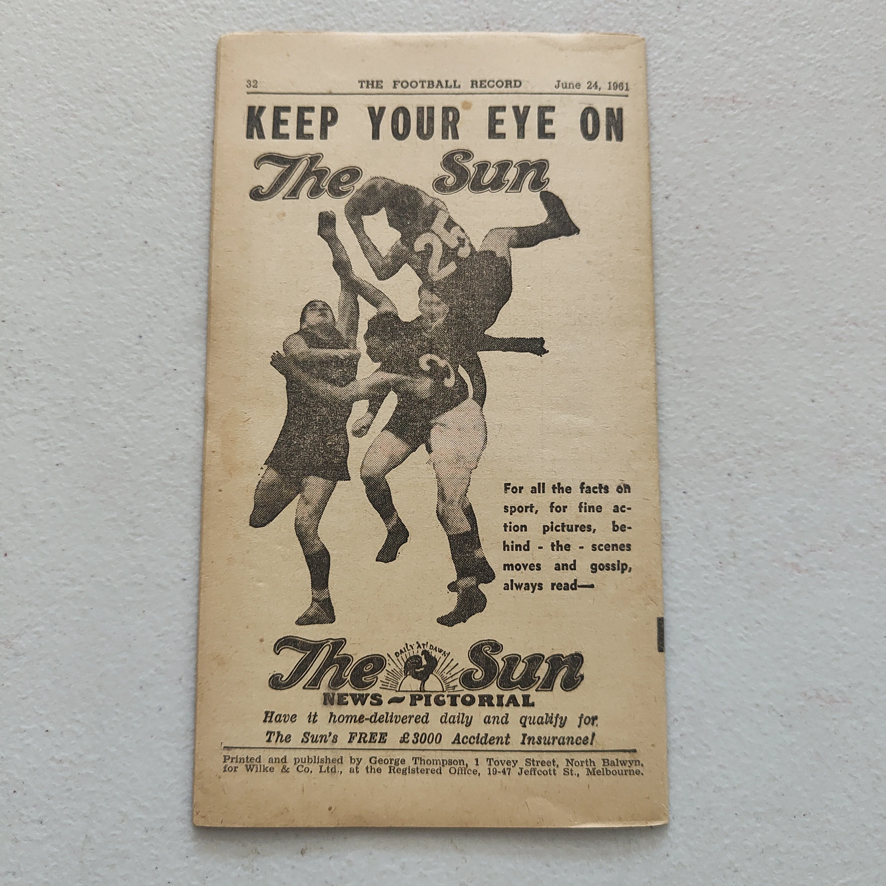 VFL 1961 June 24 St Kilda v Footscray Football Record - Image 3