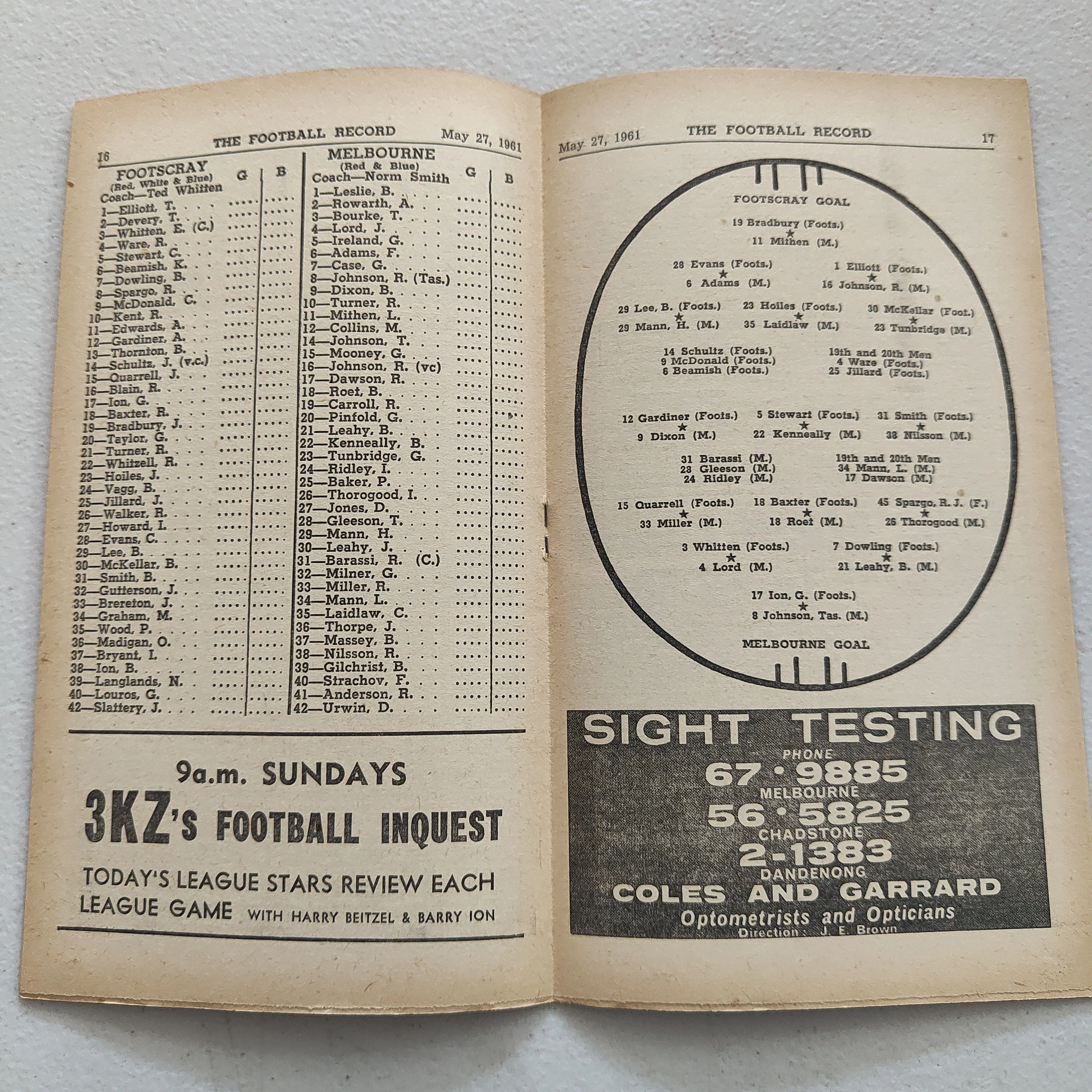 VFL 1961 May 27 Footscray v Melbourne Football Record - Image 2