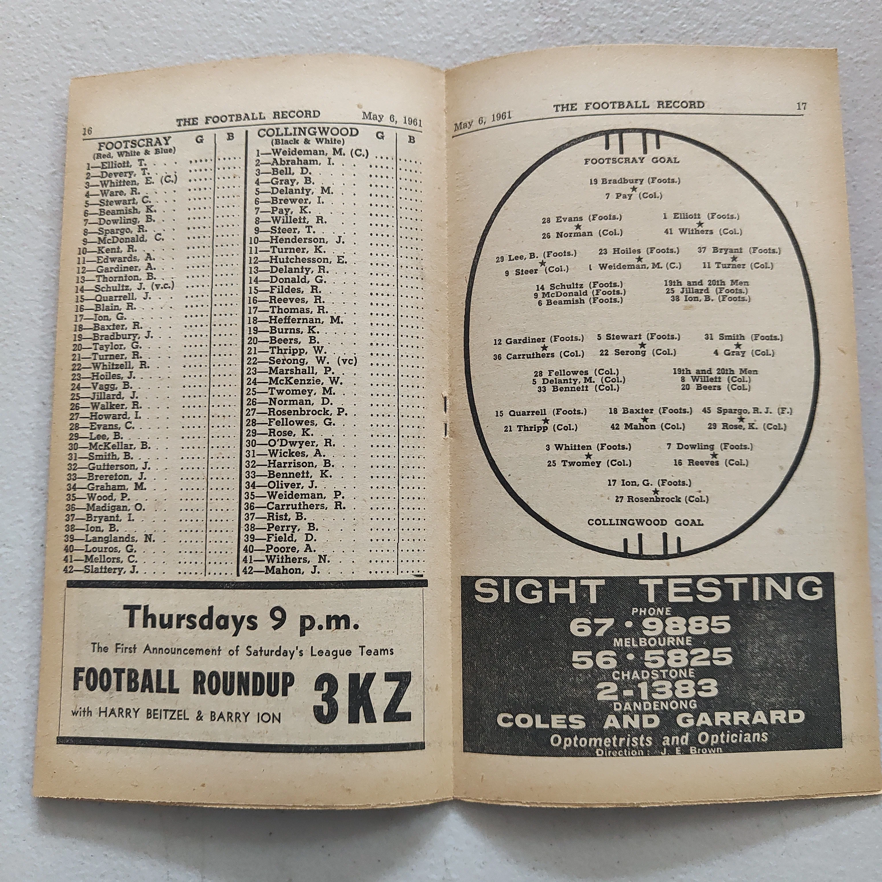 VFL 1961 May 6 Footscray v Collingwood Football Record - Image 2