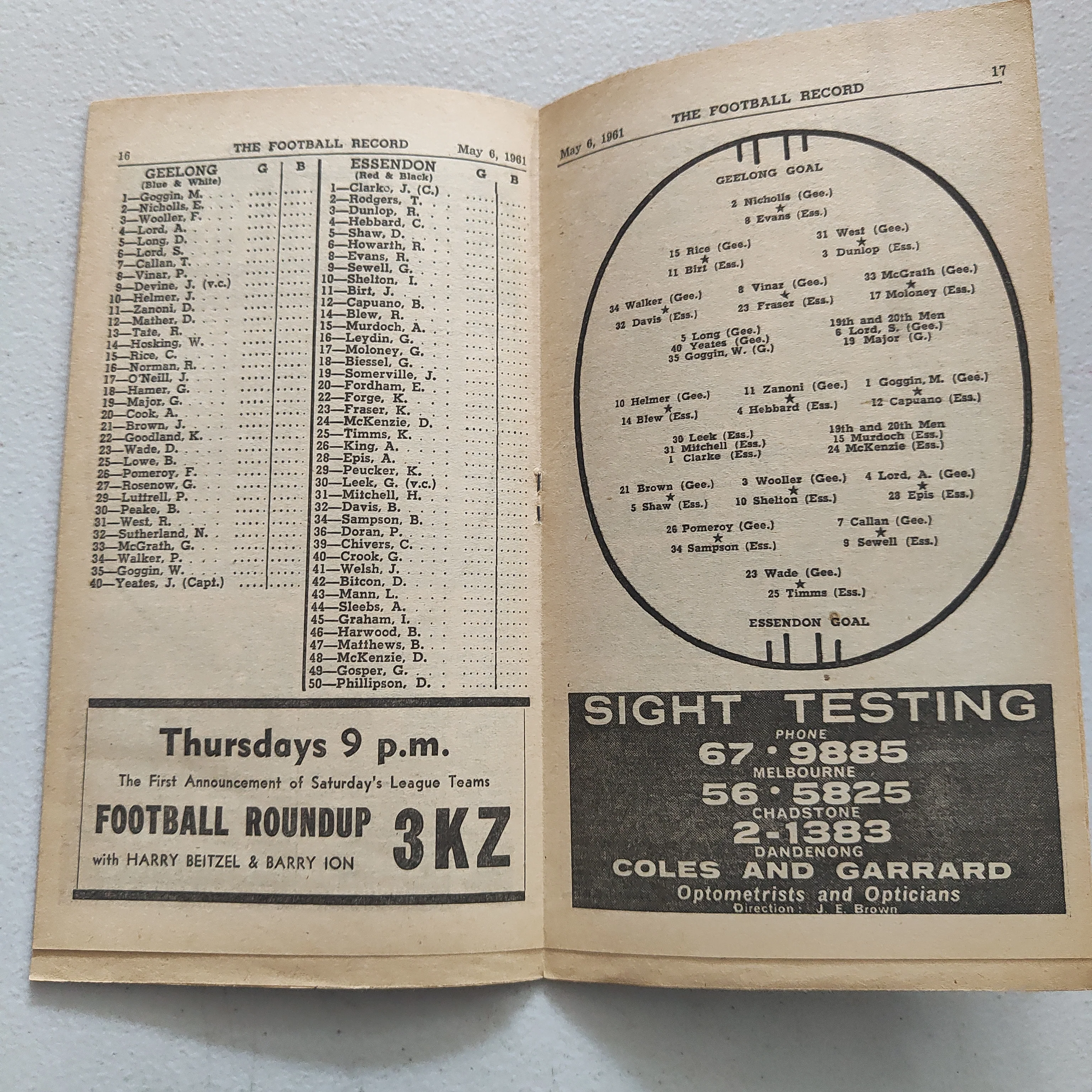 VFL 1961 May 6 Geelong v Essendon Football Record - Image 2