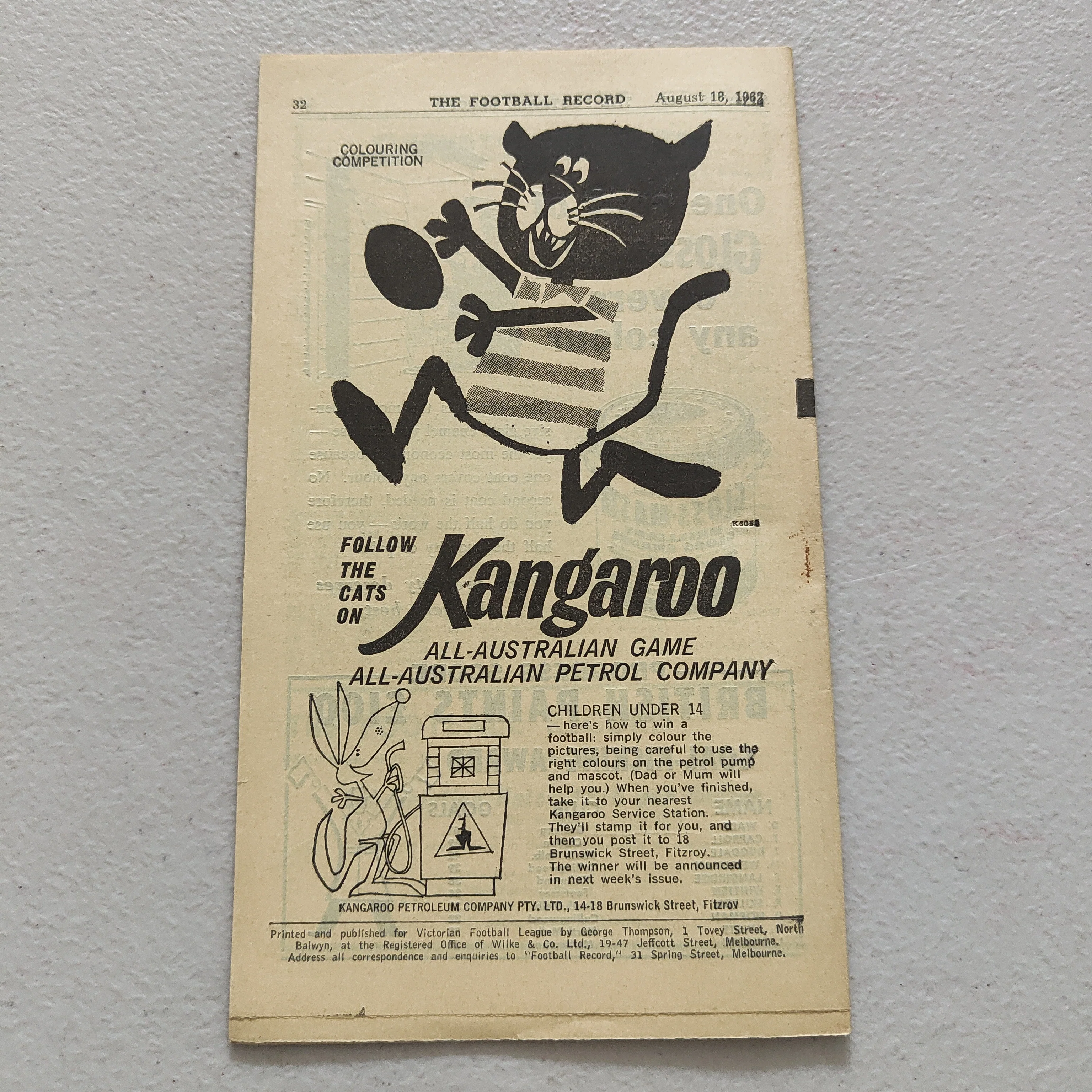 VFL 1962 August 18 Geelong v North Melbourne Football Record - Image 3