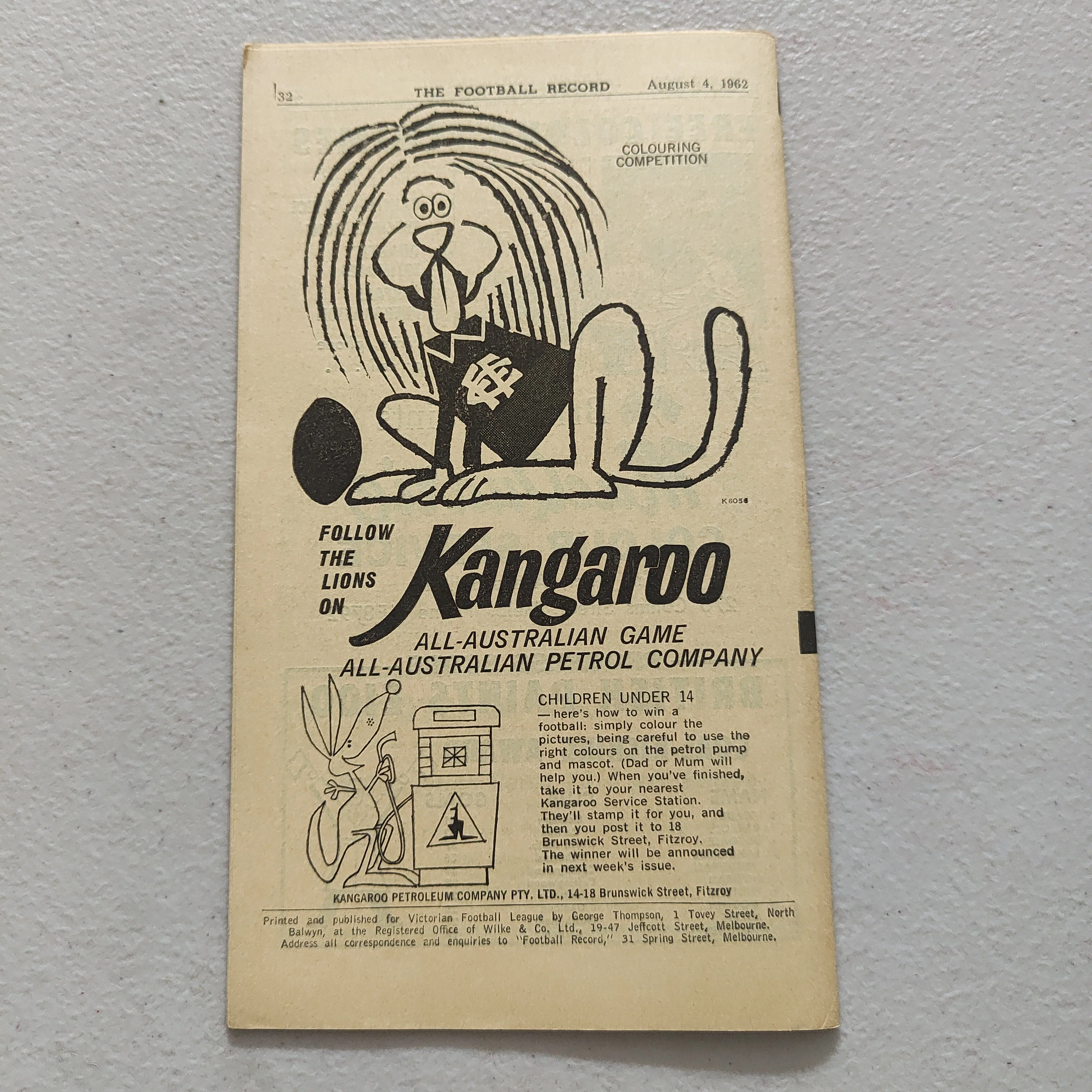 VFL 1962 August 4 Fitzroy v North Melbourne Football Record - Image 3