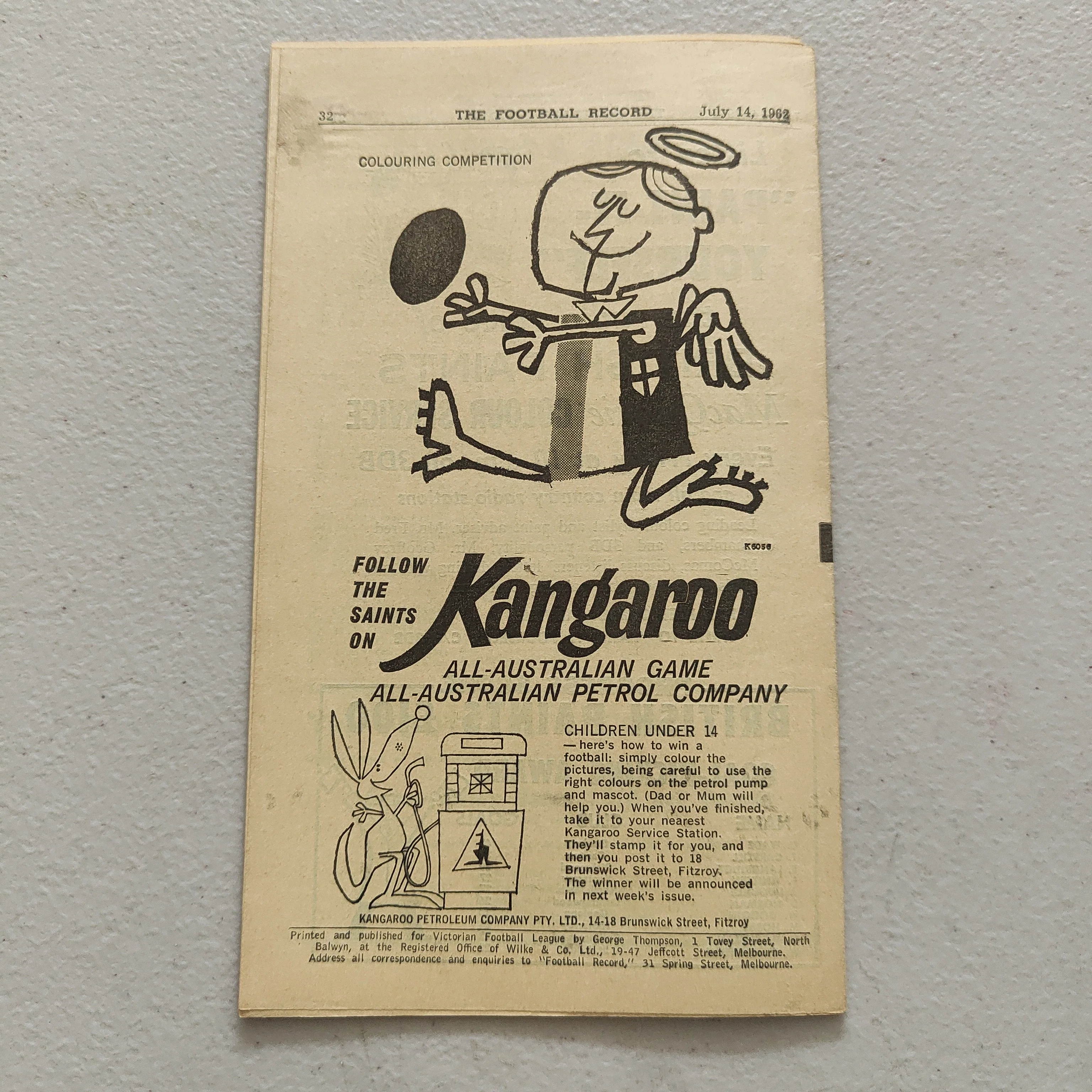 VFL 1962 July 14 St Kilda v Collingwood Football Record - Image 3