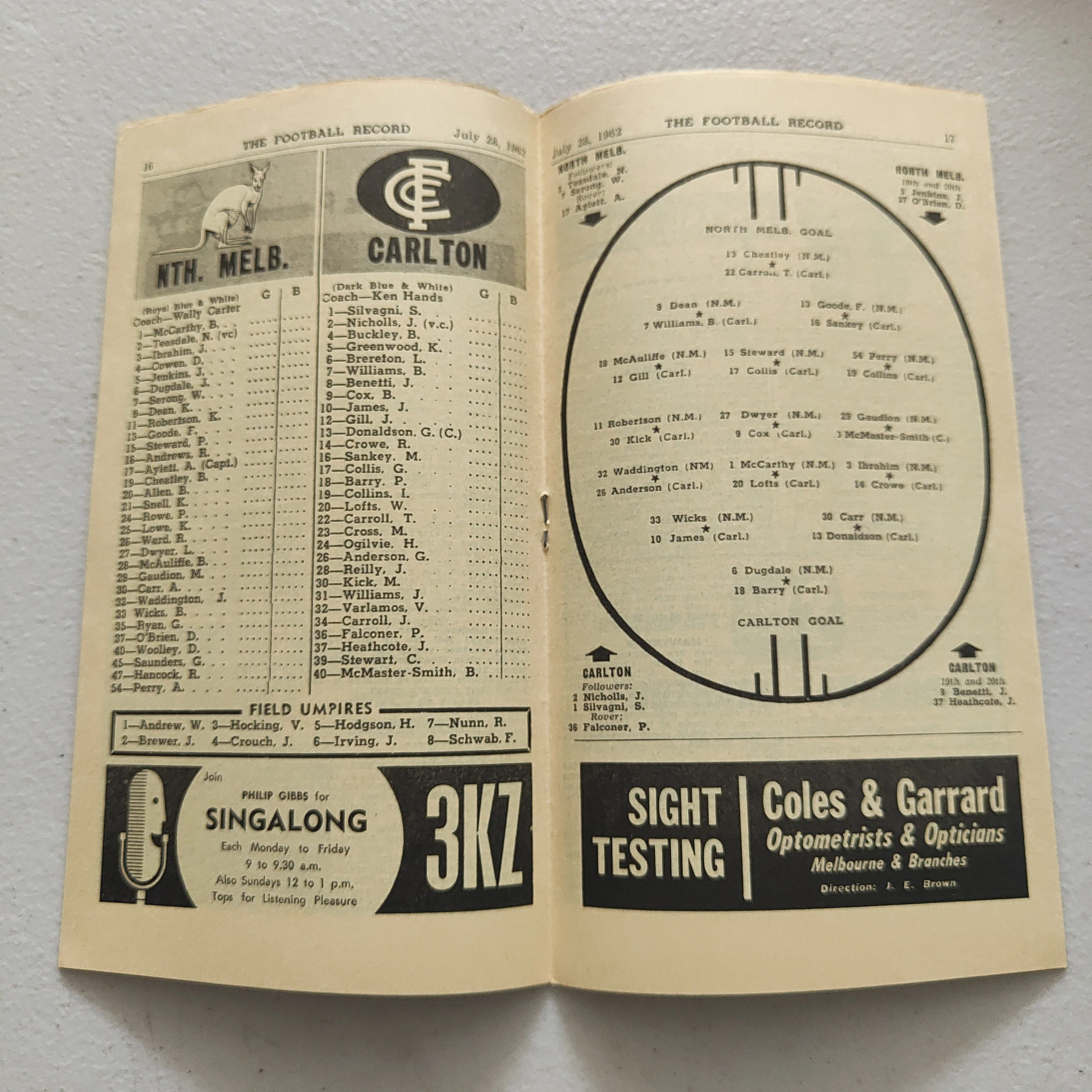 VFL 1962 July 28 North Melbourne v Carlton Football Record - Image 2
