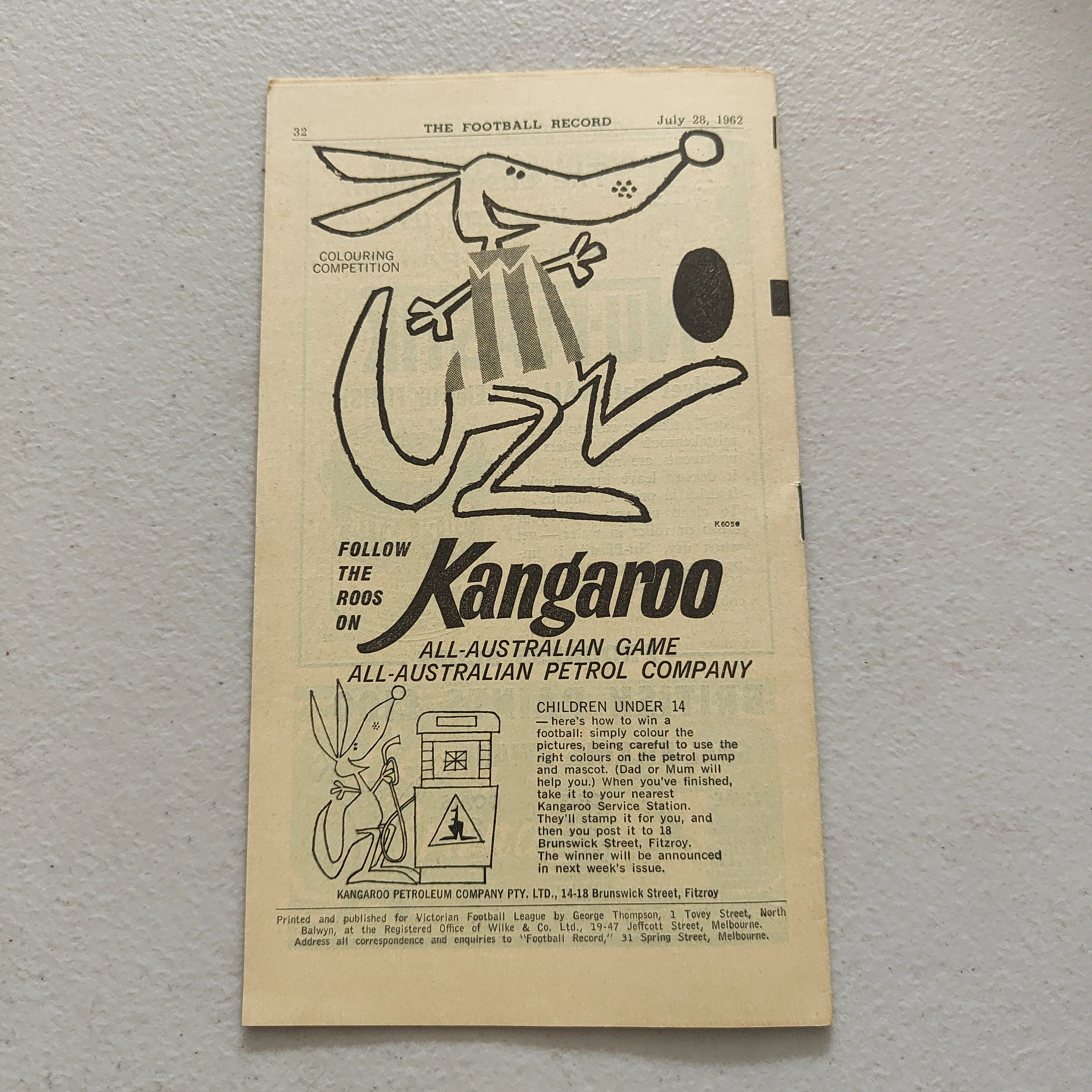 VFL 1962 July 28 North Melbourne v Carlton Football Record - Image 3