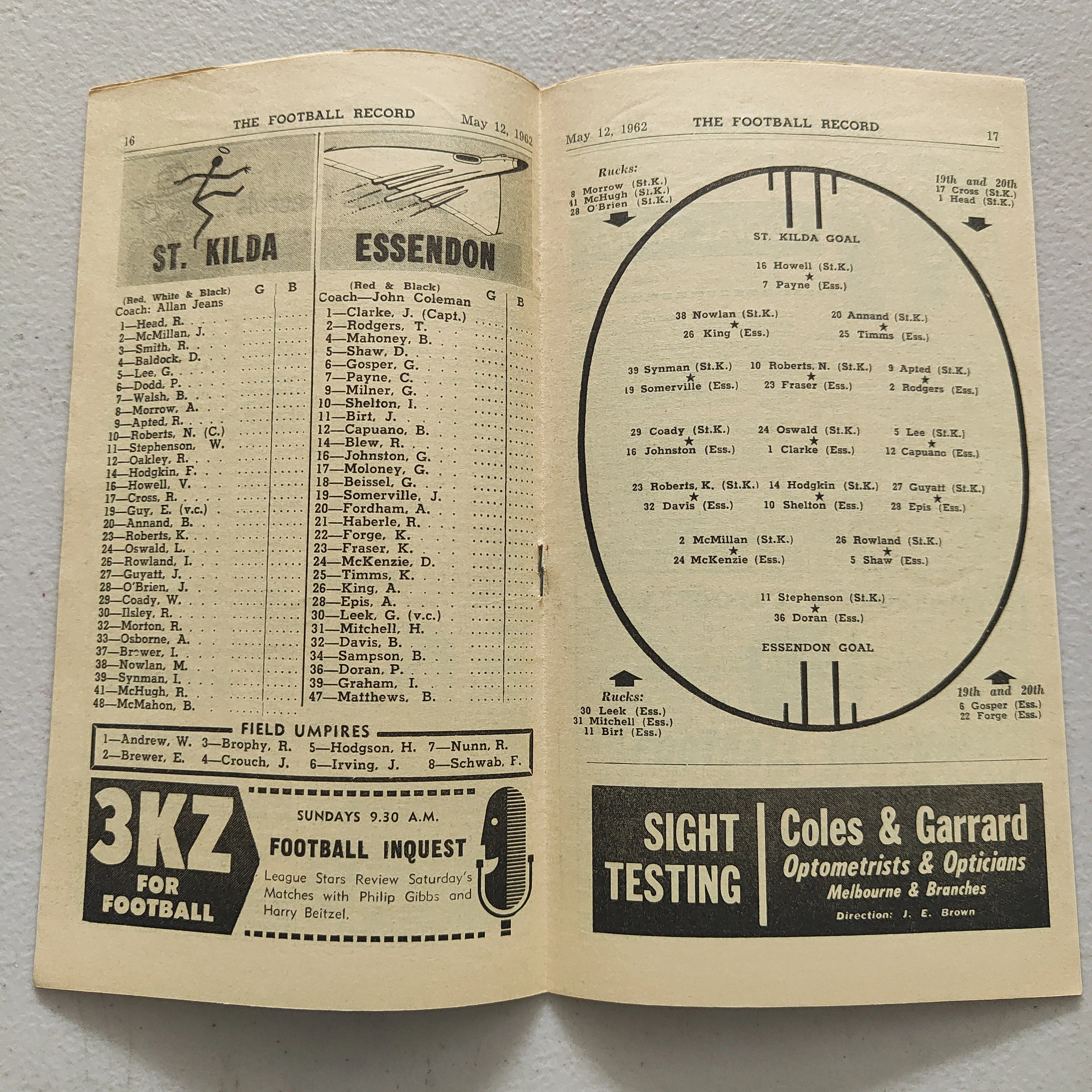 VFL 1962 May 12 St Kilda v Essendon Football Record - Image 2