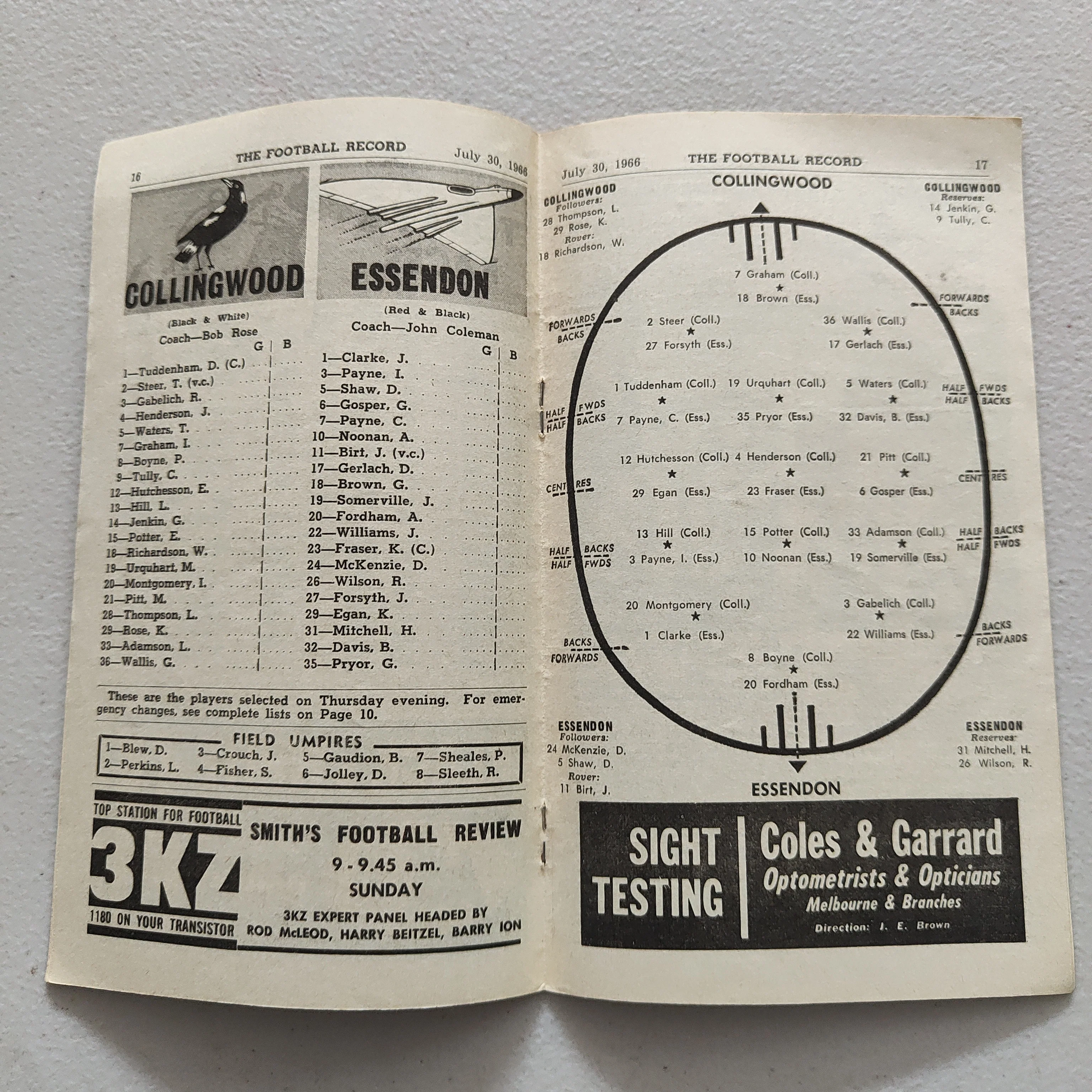 VFL 1966 July 30 Collingwood v Essendon Football Record - Image 2