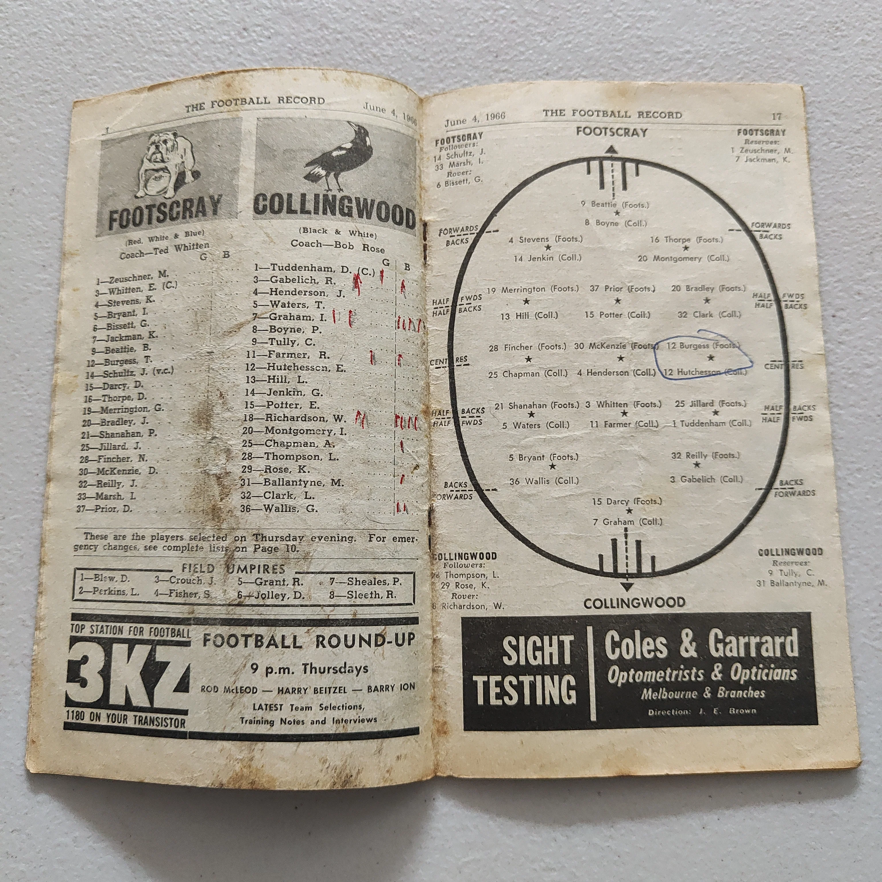 VFL 1966 June 4 Footscray v Collingwood Football Record - Image 2