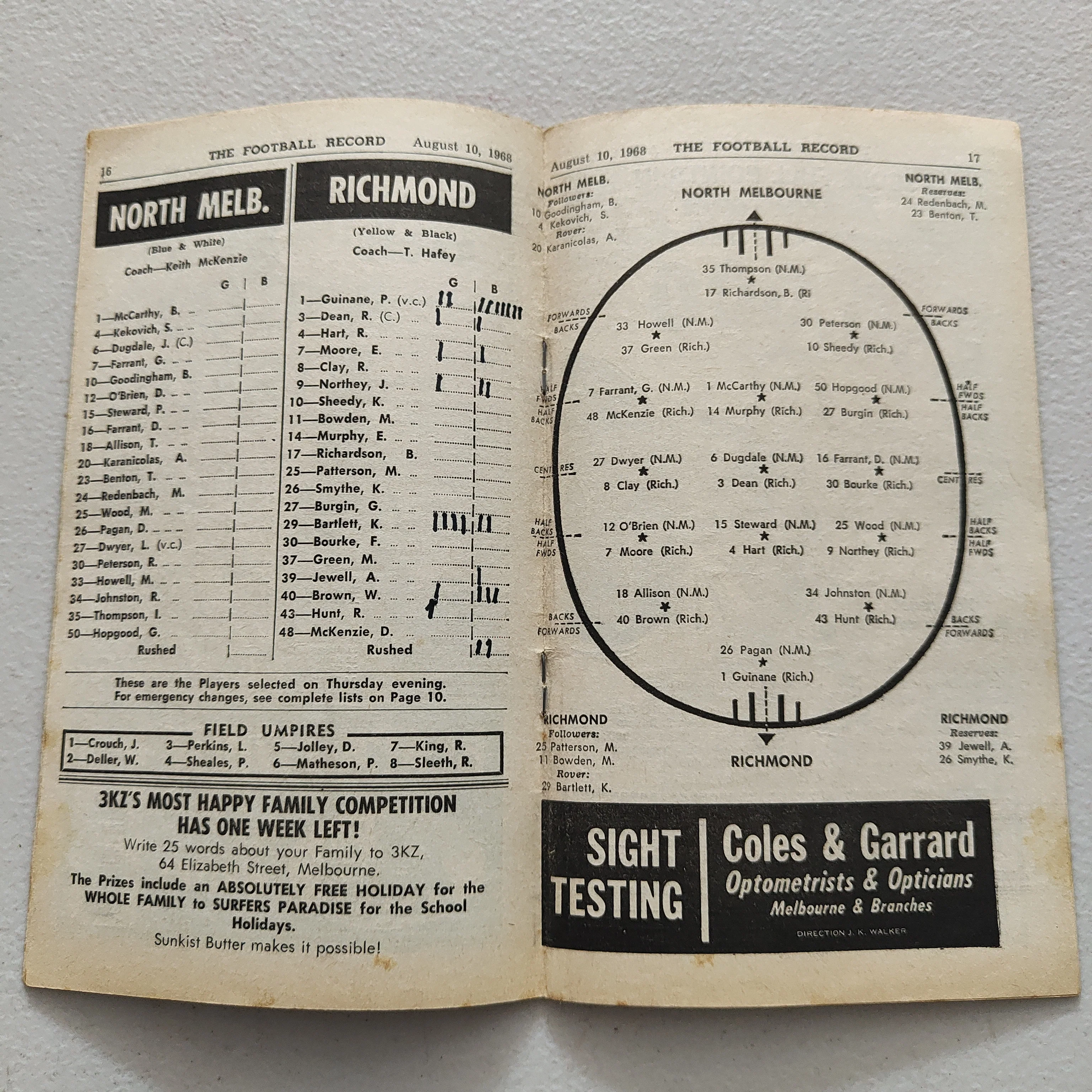VFL 1968 August 10 North Melbourne v Richmond Football Record - Image 2