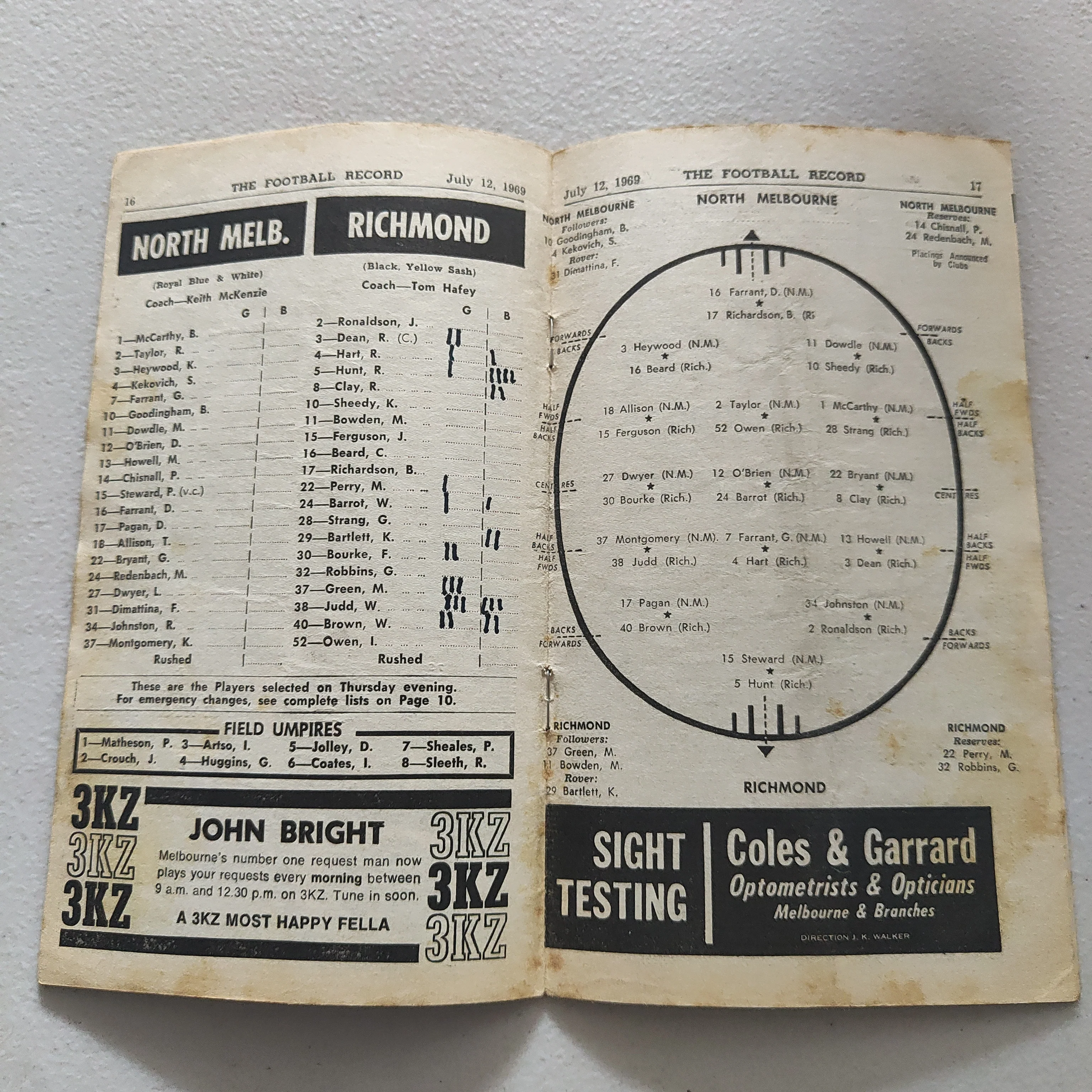 VFL 1969 July 12 North Melbourne v Richmond Football Record - Image 2