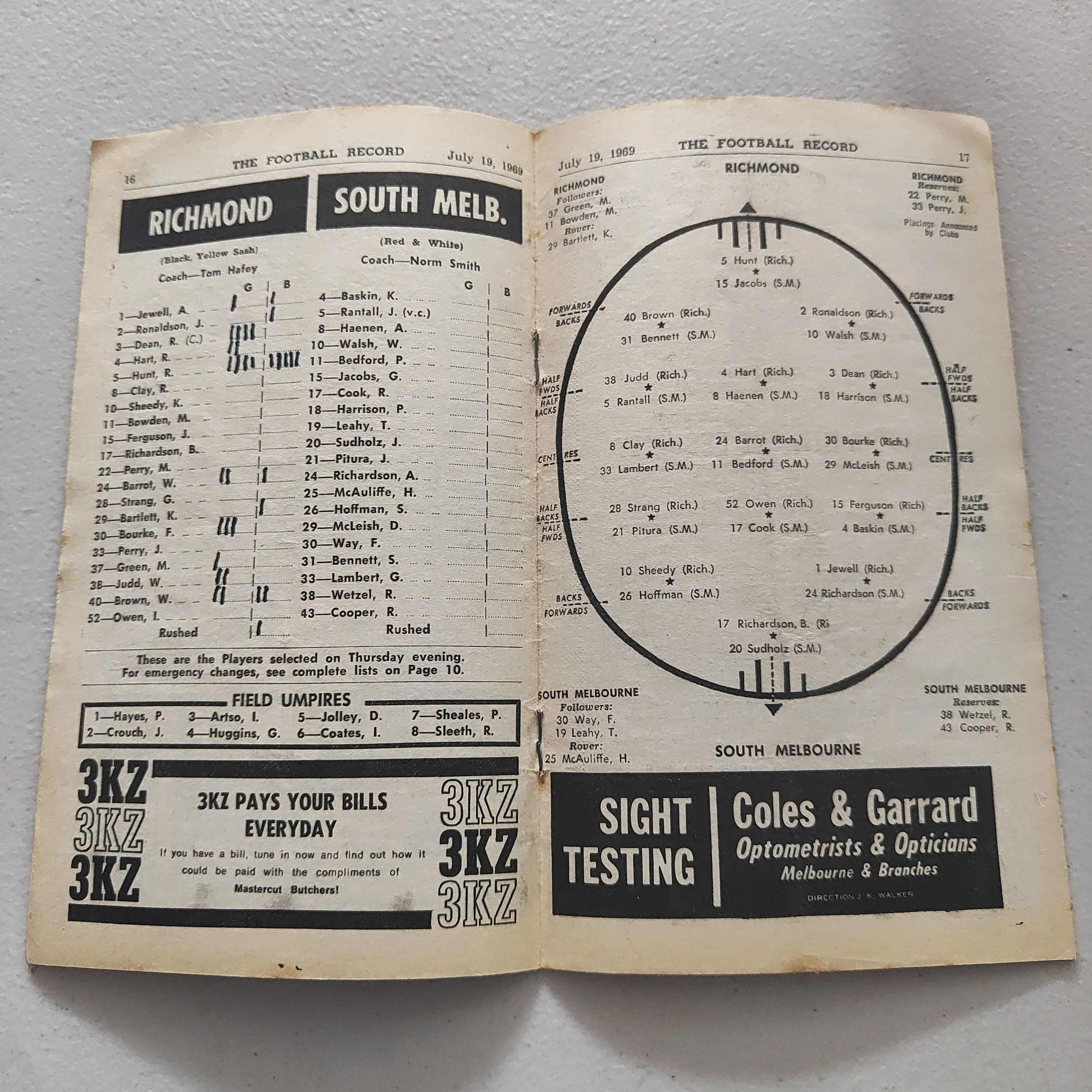 VFL 1969 July 19 Richmond v South Melbourne Football Record - Image 2