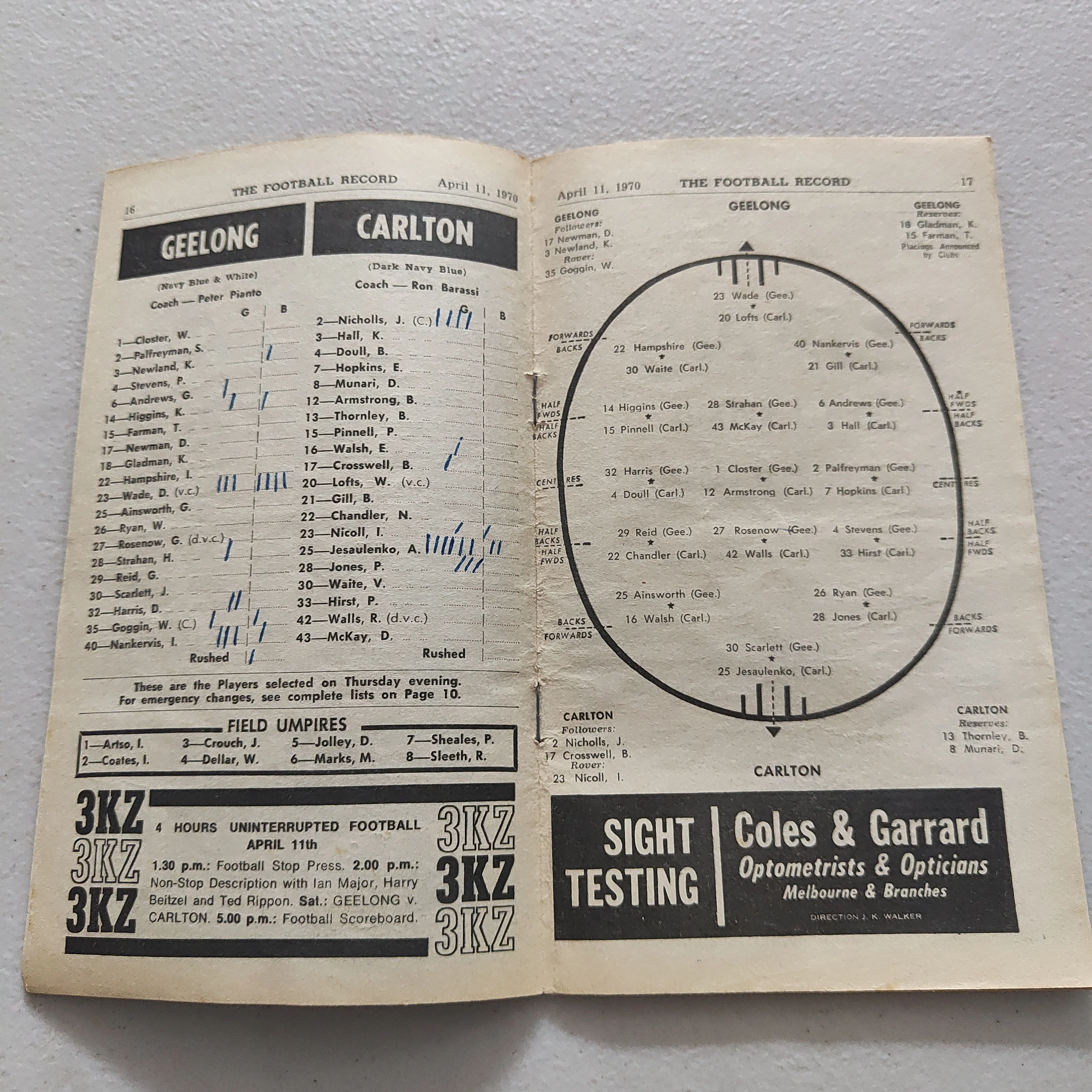 VFL 1970 April 11 Geelong v Carlton Football Record - Image 2
