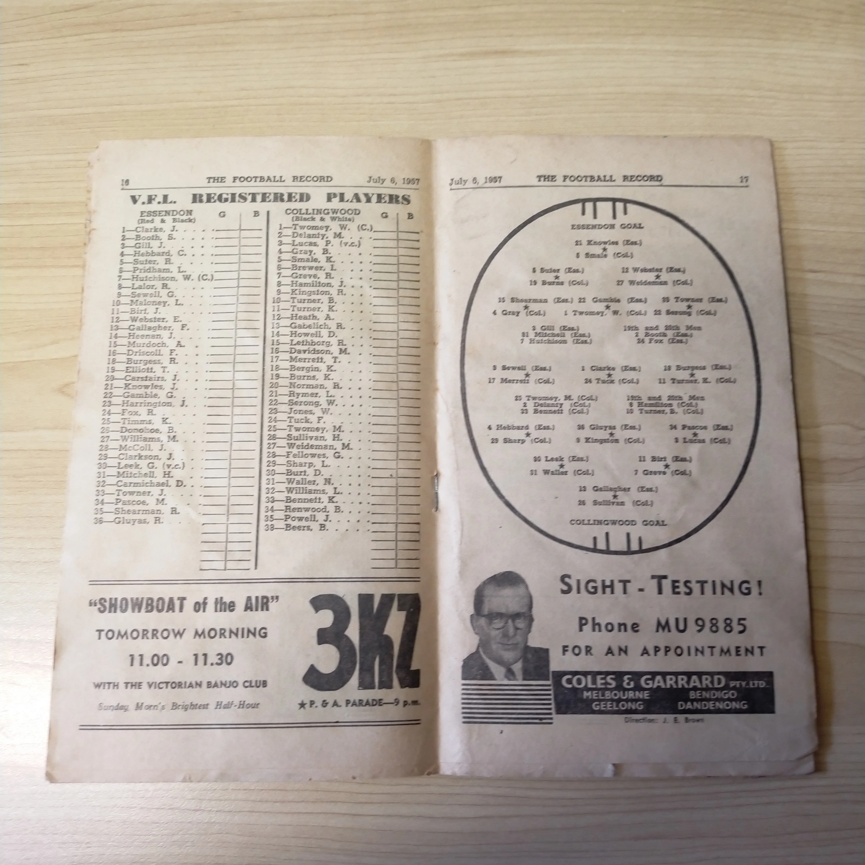 VFL 1957 July 6 Essendon v Collingwood Football Record - Image 2