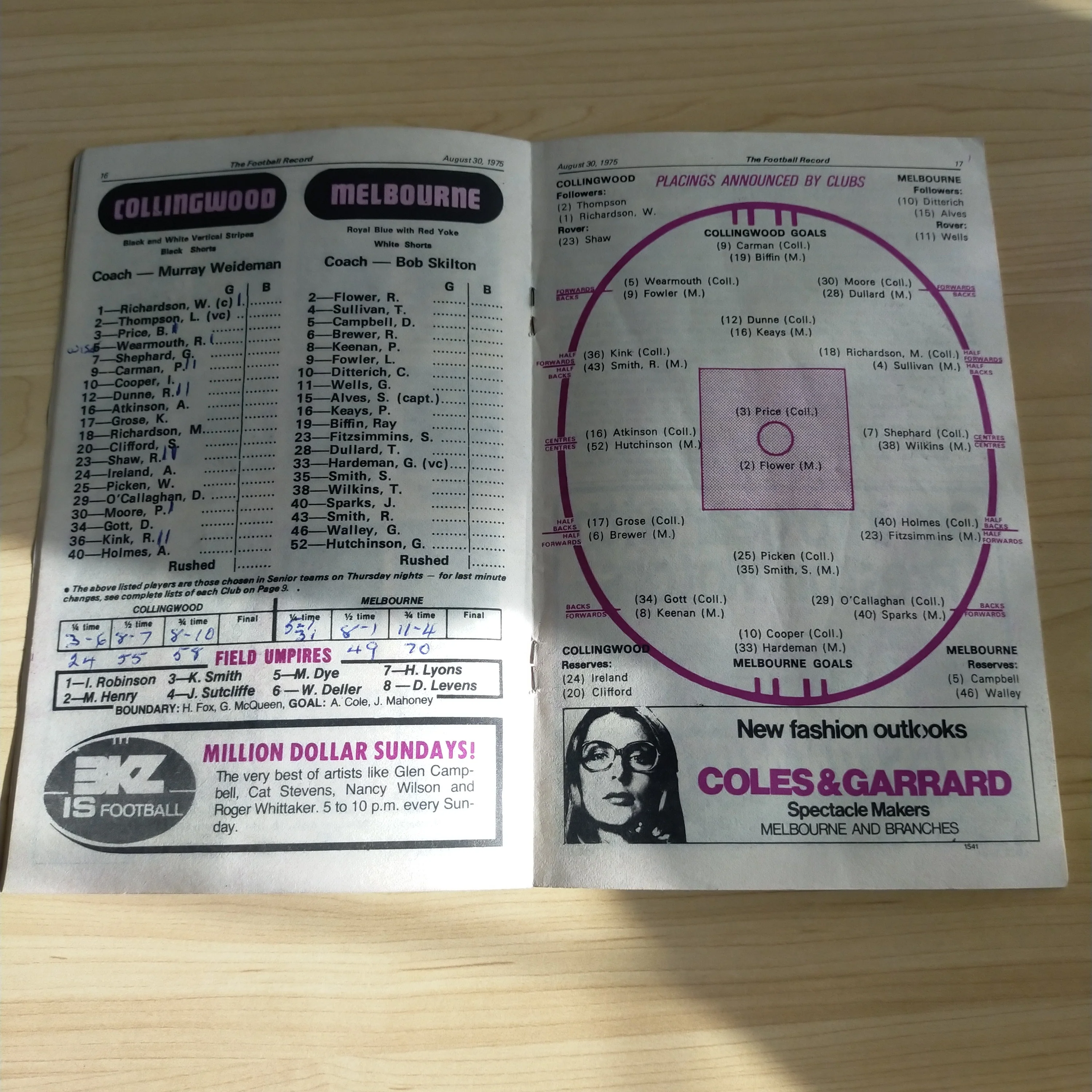 VFL 1975 August 30 Collingwood v Melbourne Football Record - Image 2