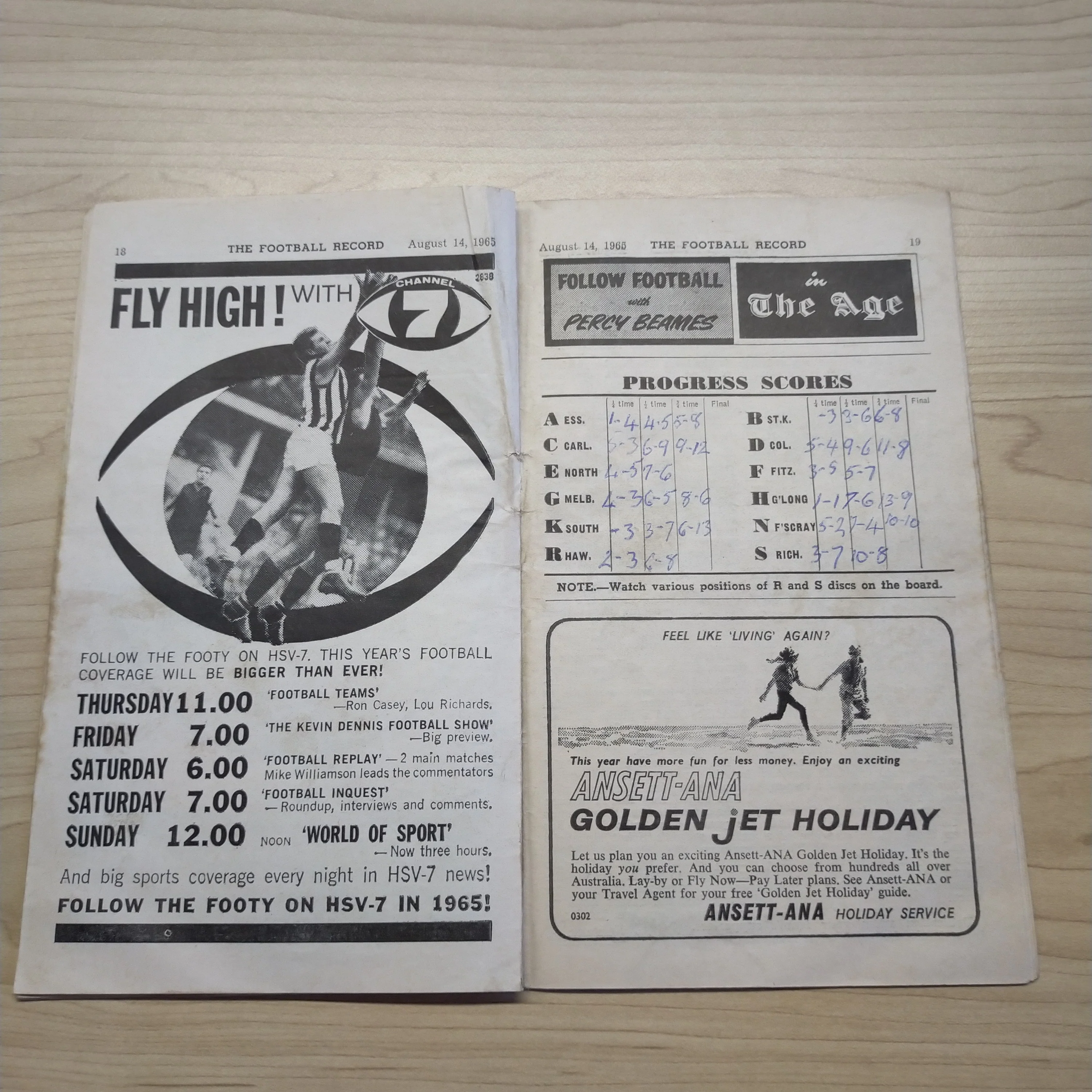 VFL 1965 August 14 Carlton v Collingwood Football Record - Image 3