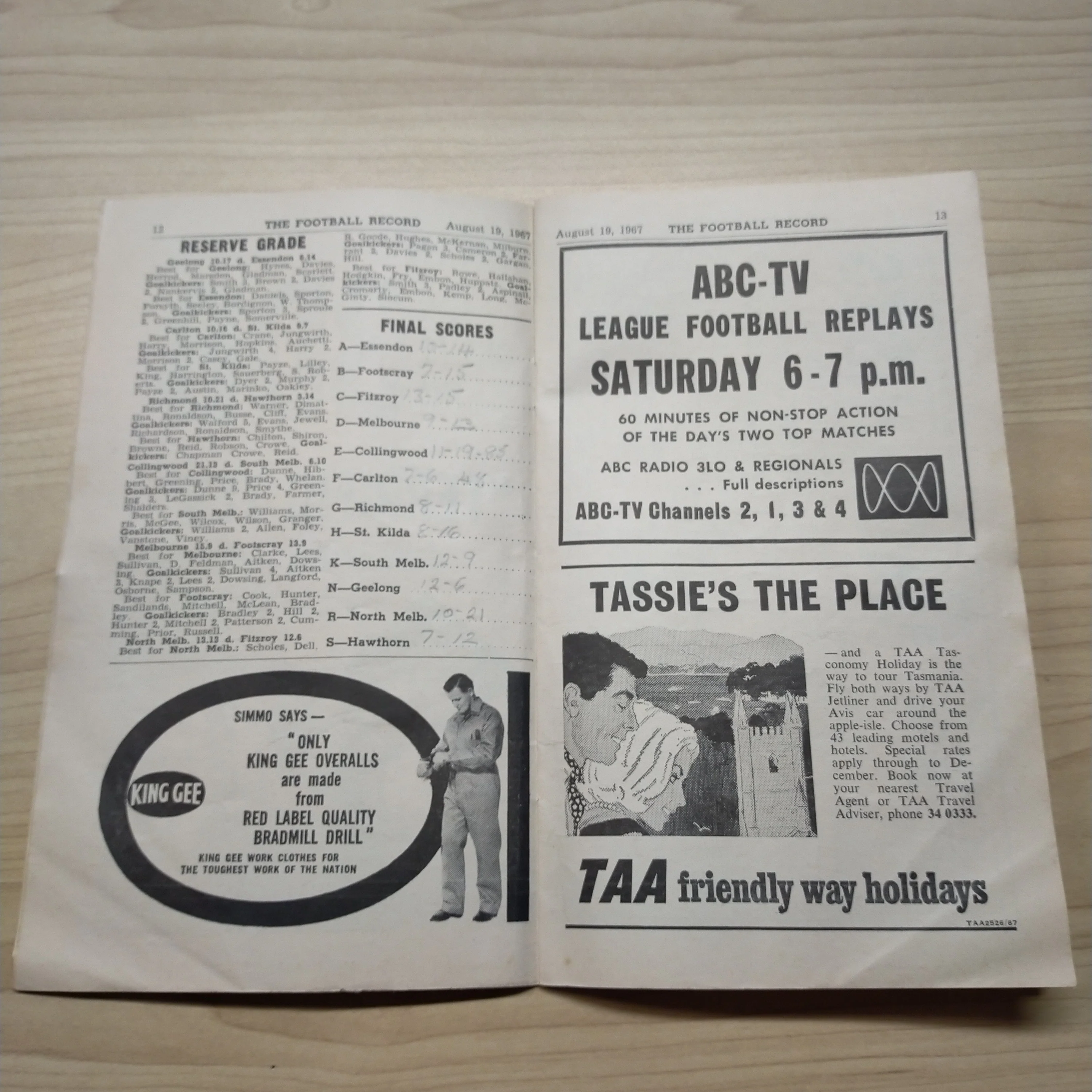 VFL 1967 August 19 Collingwood v Carlton Football Record - Image 4